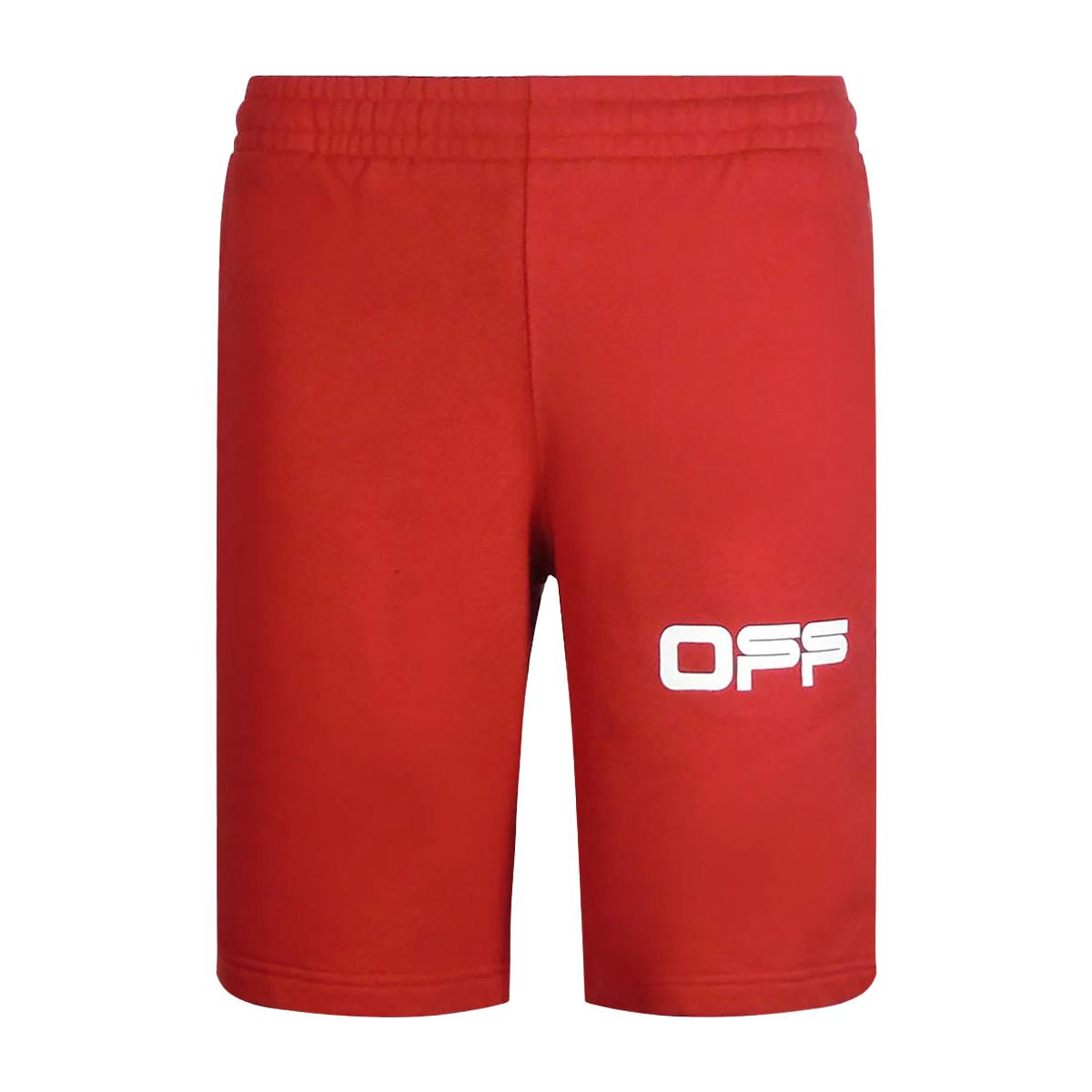 Off-White Men's White/Red Off- Tape Sweat Shorts - L - 100% Cotton