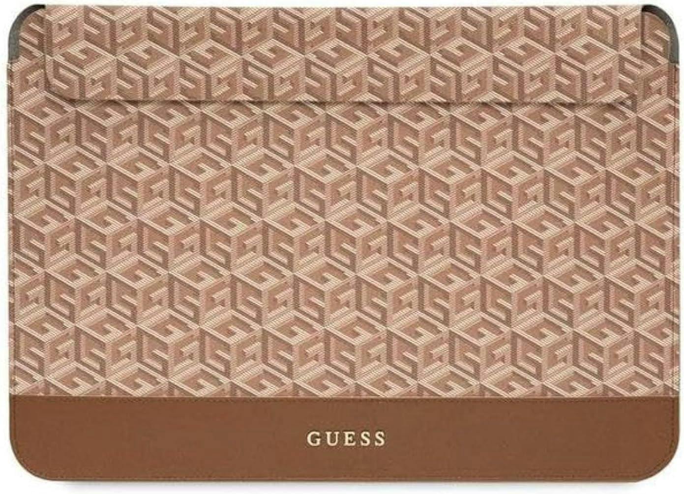 Guess Brown Gcube Stripes Laptop Sleeve For 14" Macbook - Gucs14hgcfsew