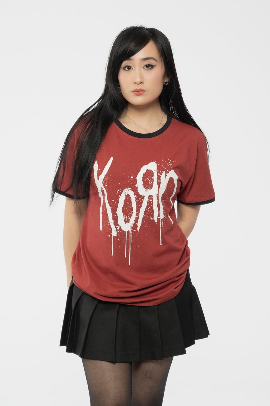 Paradiso Clothing Unisex Red Paradiso Korn Band Logo Ringer T Shirt - Xxl