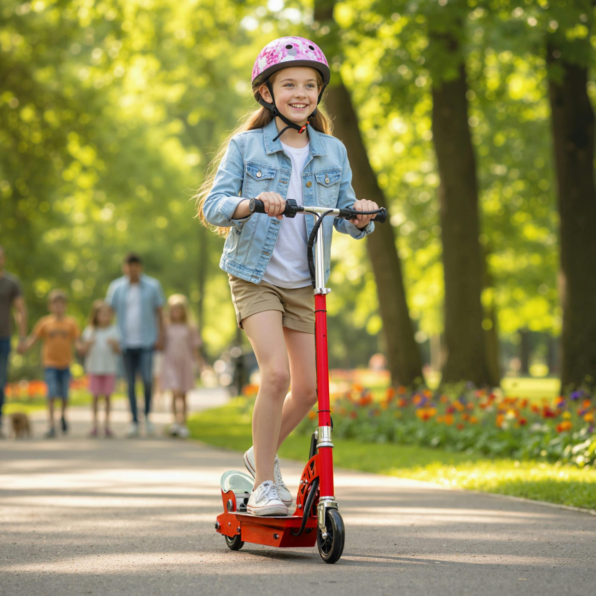 Homcom Unisex Red Foldable Powe Scooter With Adjustable Seat & Brake In Size 1 - Image 3