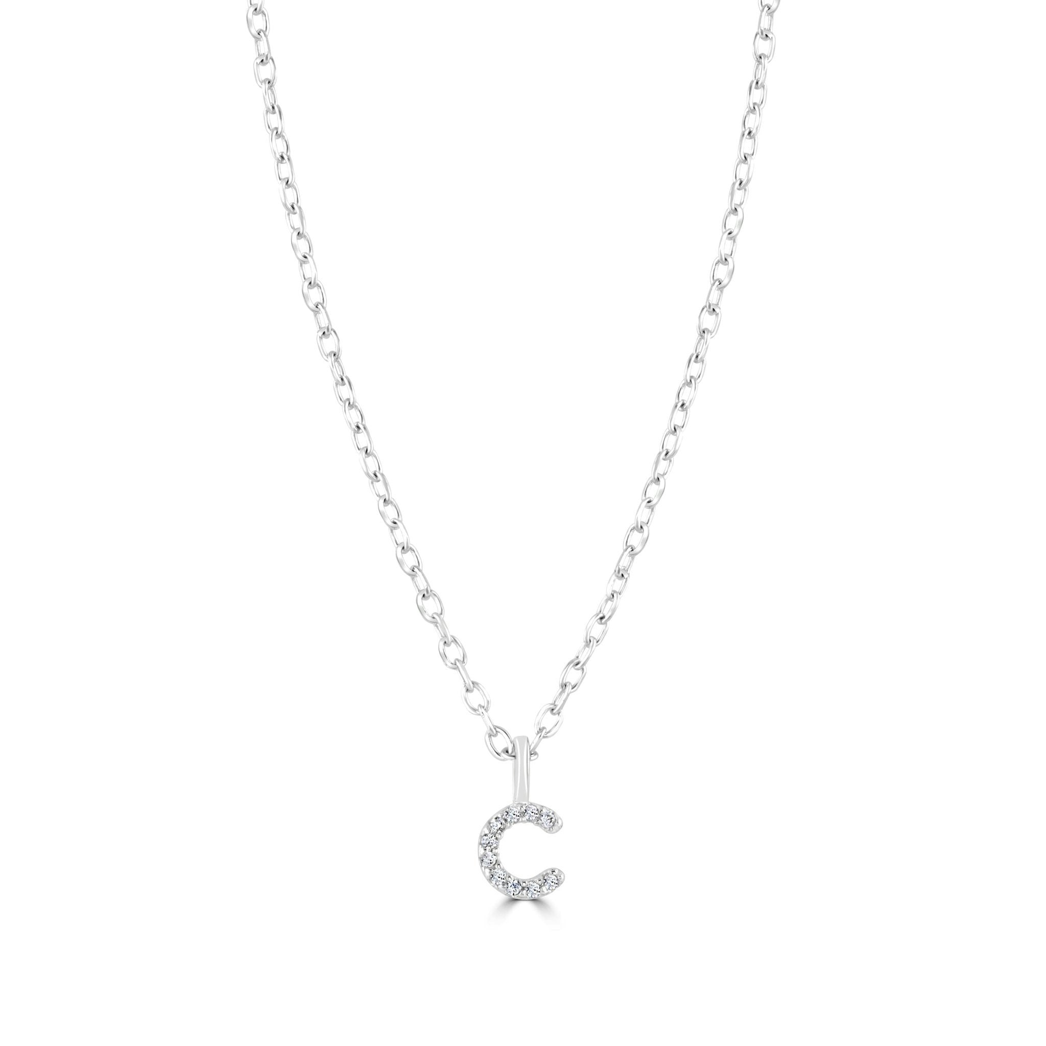 Mylee London Silver Sterling Crystal Initial Necklace - No - C