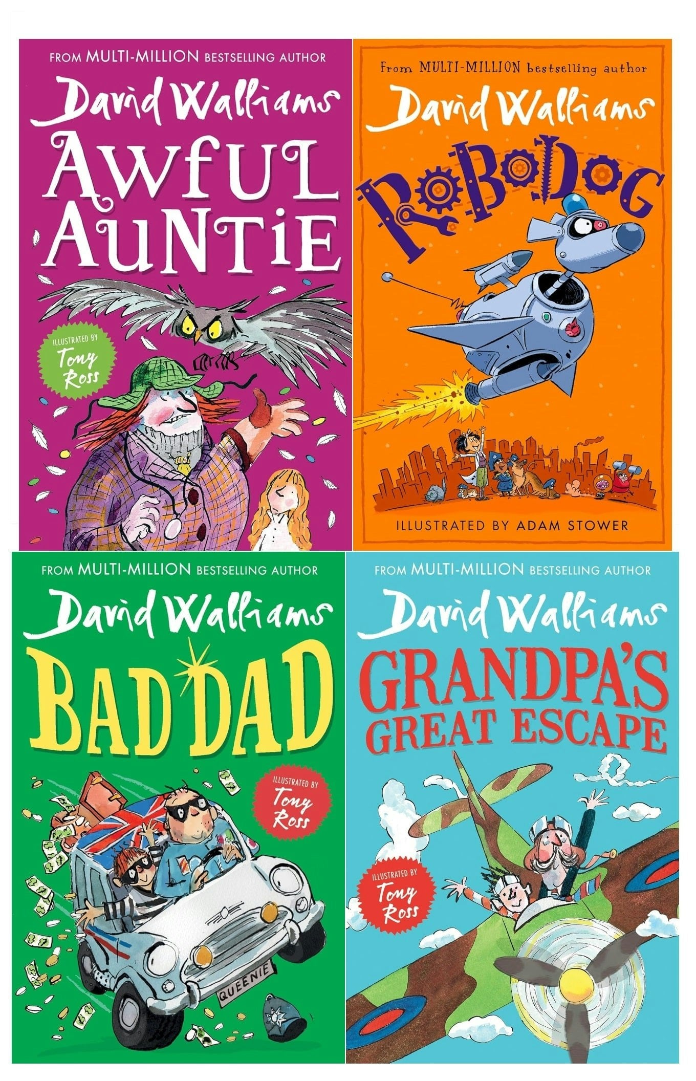 David Walliams Unisex 4 Books Collection Set Awful Auntie, Grandpa’s Great Escape, Bad Dad, Robodog - Image 7