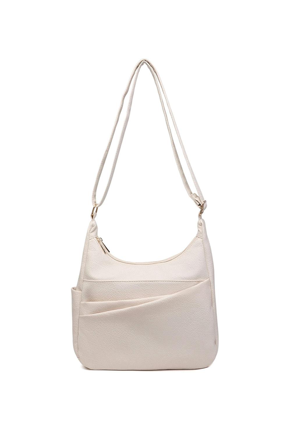 Pluspup Beige Shoulder Bag With Multiple Compartments And Zipper Closure