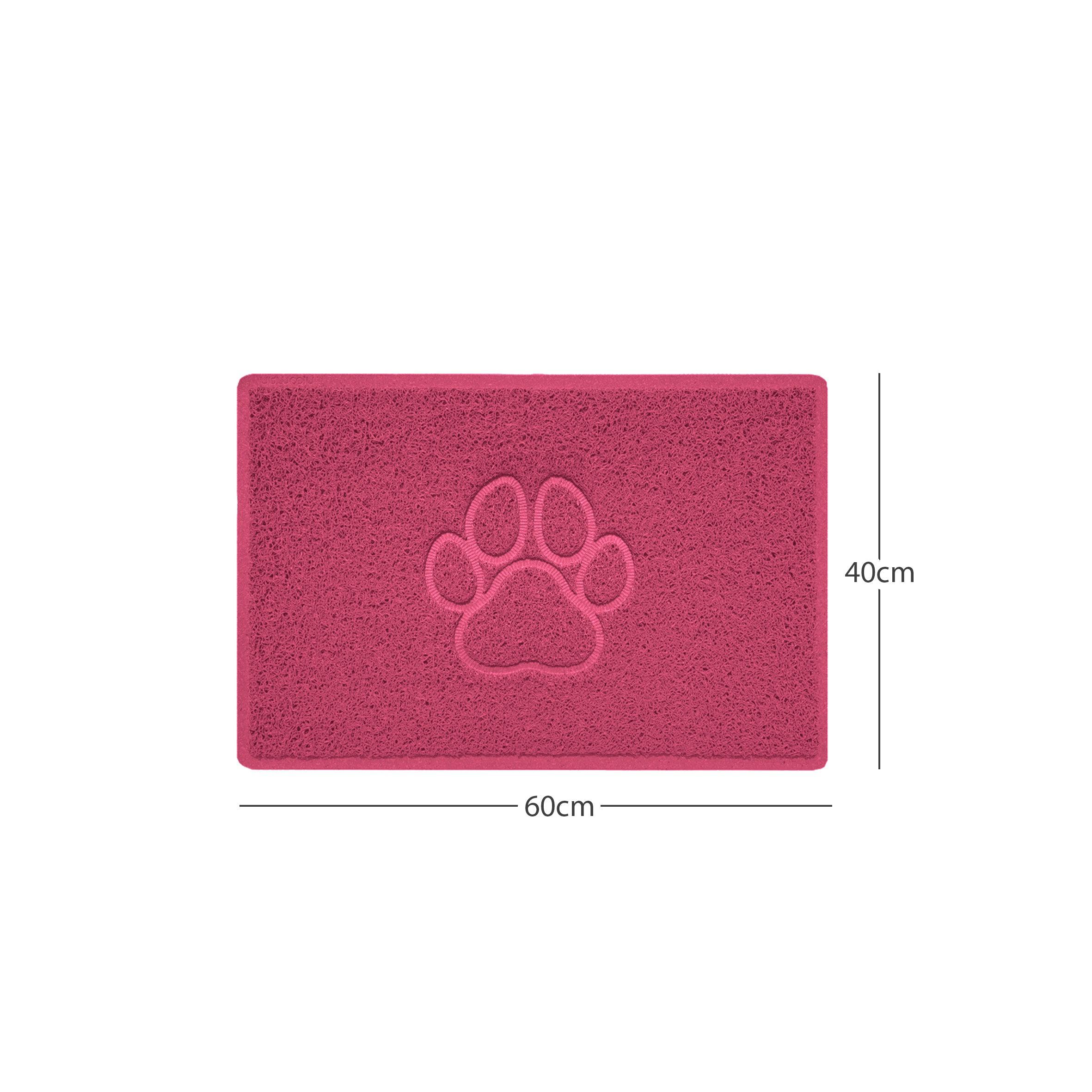 Rackhams Pink "Paw Print" Embossed Loofah Textured Spaghetti Door Mat - 60Cm X 40Cm - Yes (Suitable For Indoors)