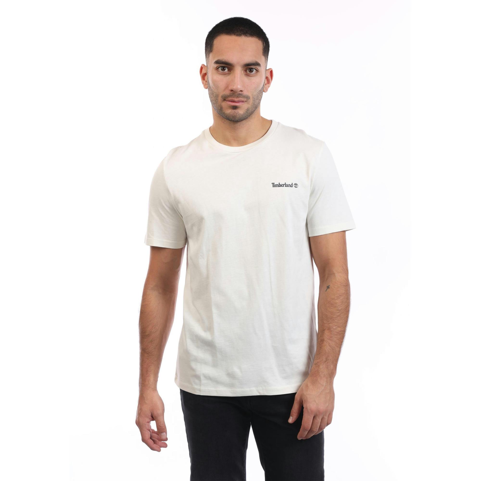 Timberland Men's Beige Linear Logo T-Shirt - Xl - 100% Cotton