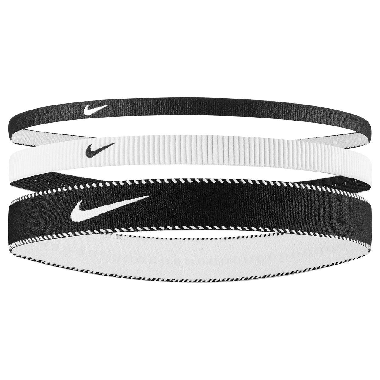 Nike White/Black Classic Mixed Flexible Headband (Pack Of 3) - One Size - 100% Mixed