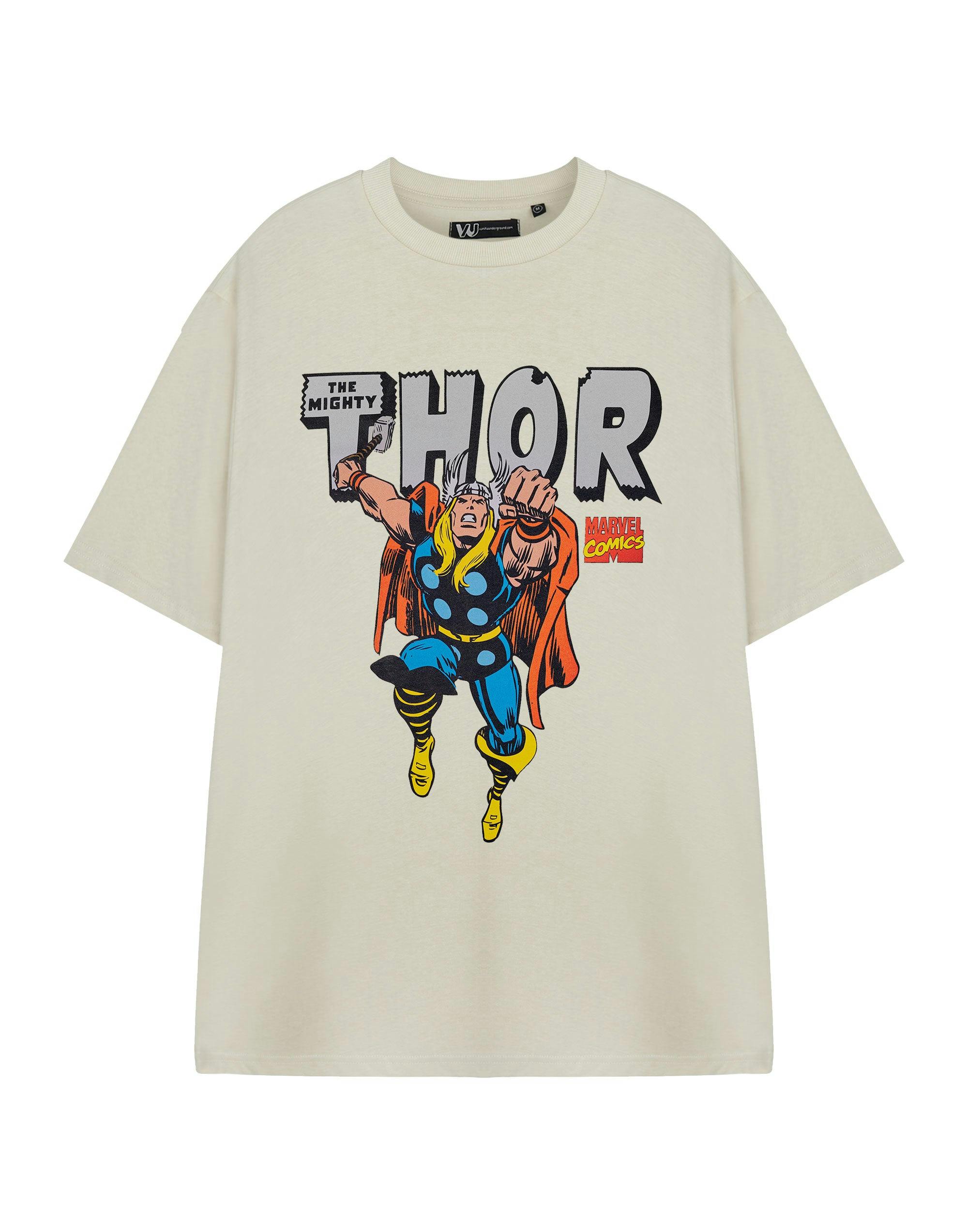 Vanilla Underground Men's Beige Marvel Mighty Thor Short Sleeved T-Shirt - Medium
