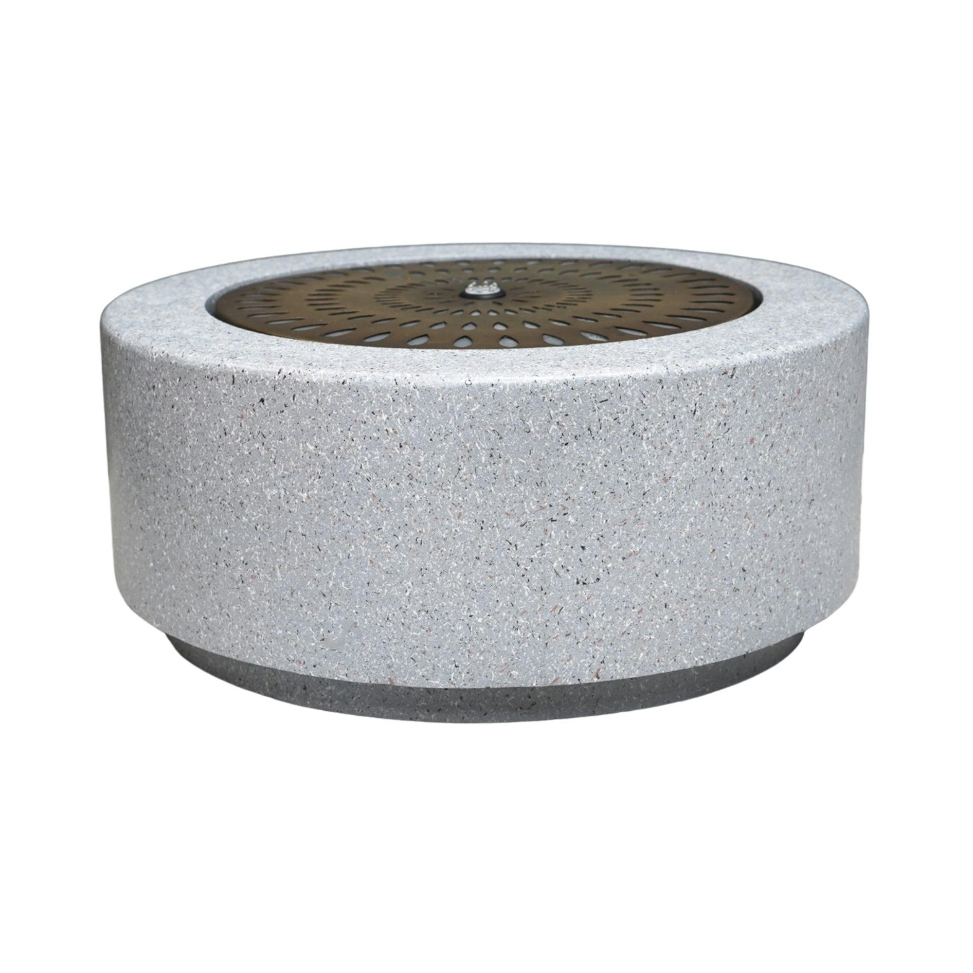 Rackhams Light Solis Large Water Feature With Display In Terrazzo & Brass Effect - Cement