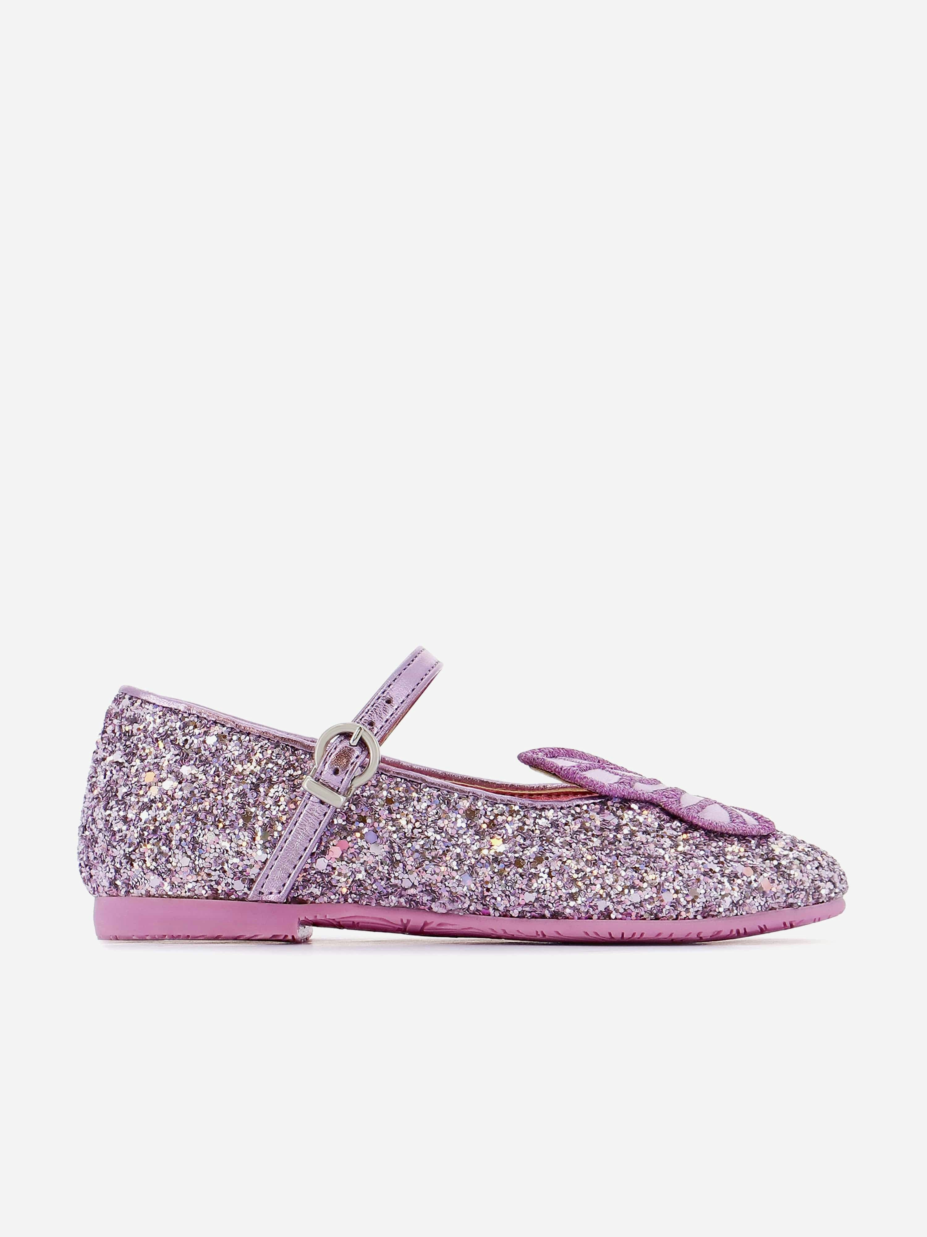 Sophia Webster Girls Purple Butterfly Embroidery Flat In - Eu 22 Uk 5