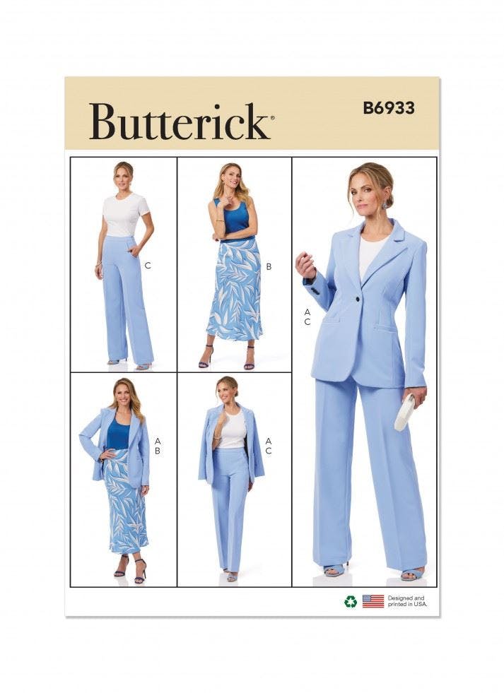 Butterick Women's Sewing Pattern 6933, Jackets, Skirts, Trousers, Suits For B5 (8-10-12-14-16) - Intermediate - Y5 (18-20-22-24-26)