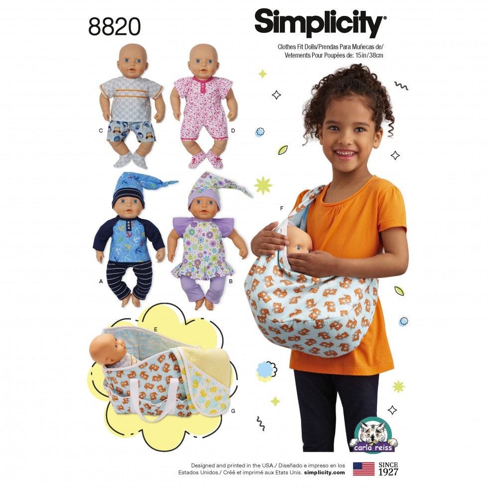 Simplicity Sewing Pattern 8820, Doll Clothes One Size - Intermediate - One Size