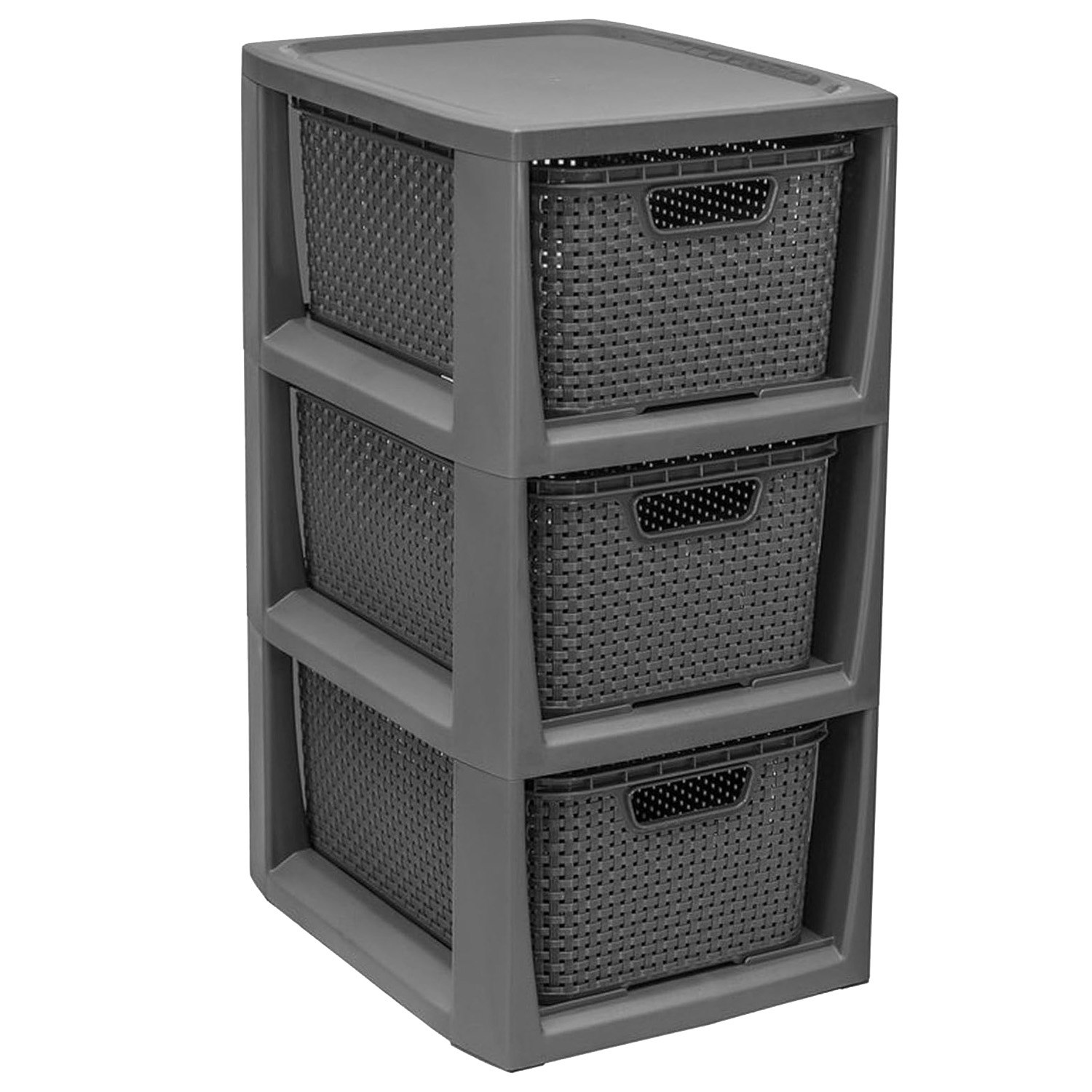 Rackhams Cream/Grey 3 ,4 Or 5 & Stylish Rattan Effect Storage Tower Commode Baskets - 3 Drawer