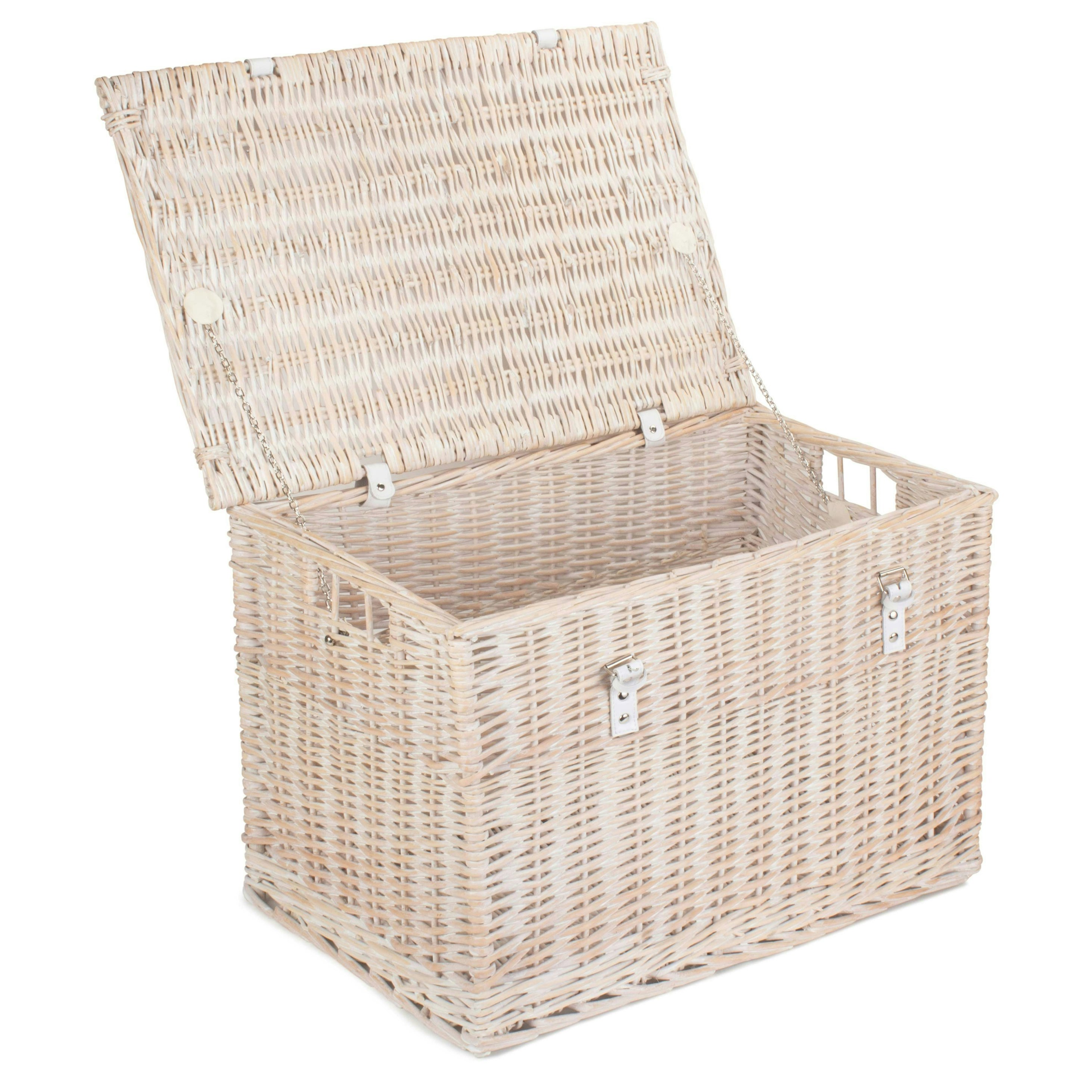 Red Hamper Red/Brown Hamper 60Cm Whitewash Chest Wicker Storage Basket