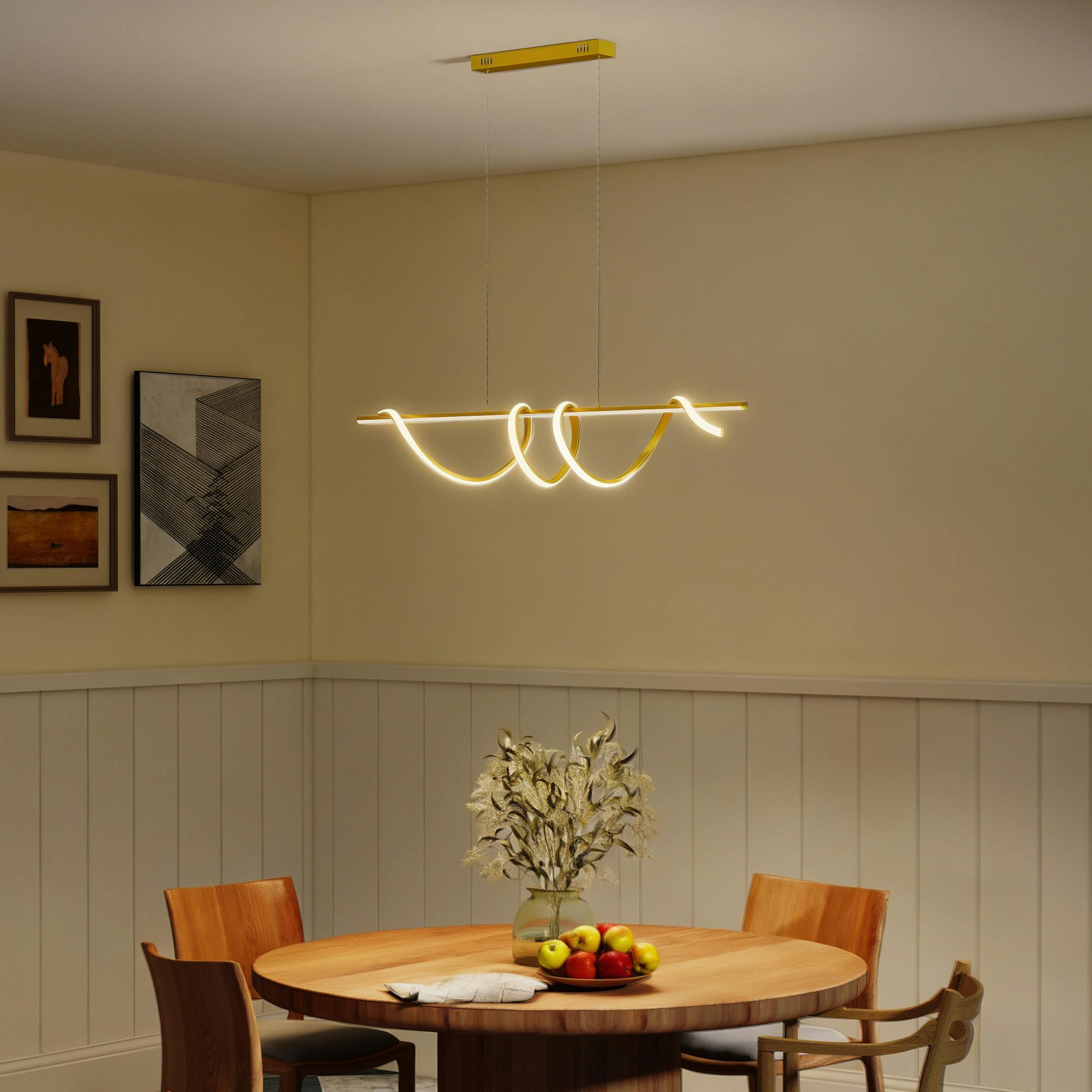 Homcom Light/Gold Pendant Ceiling With 3 Colour Temperatures - 120L X 20W X 155H Cm