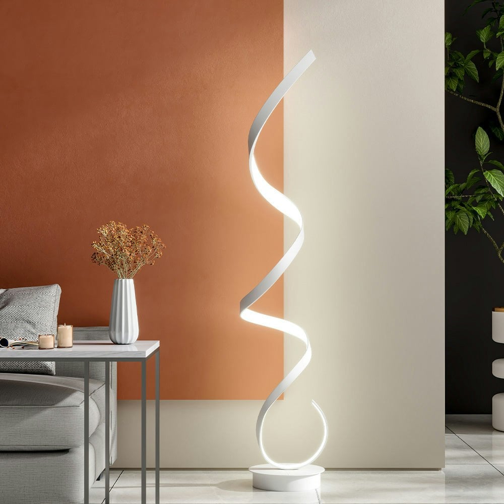 Rackhams White Spiral Led Floor Lamp 131Cm Standing Lamp