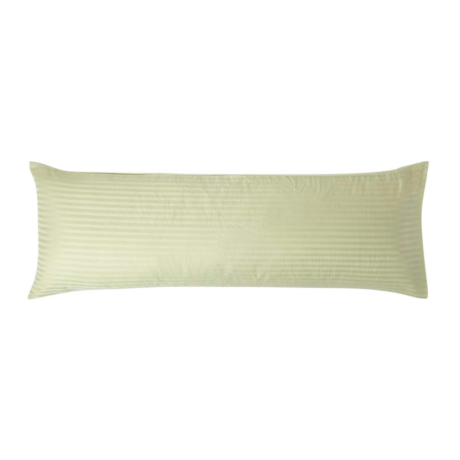 Homescapes Green Silky 330 Tc Egyptian Cotton Satin Stripe Body Pillowcase - Sage