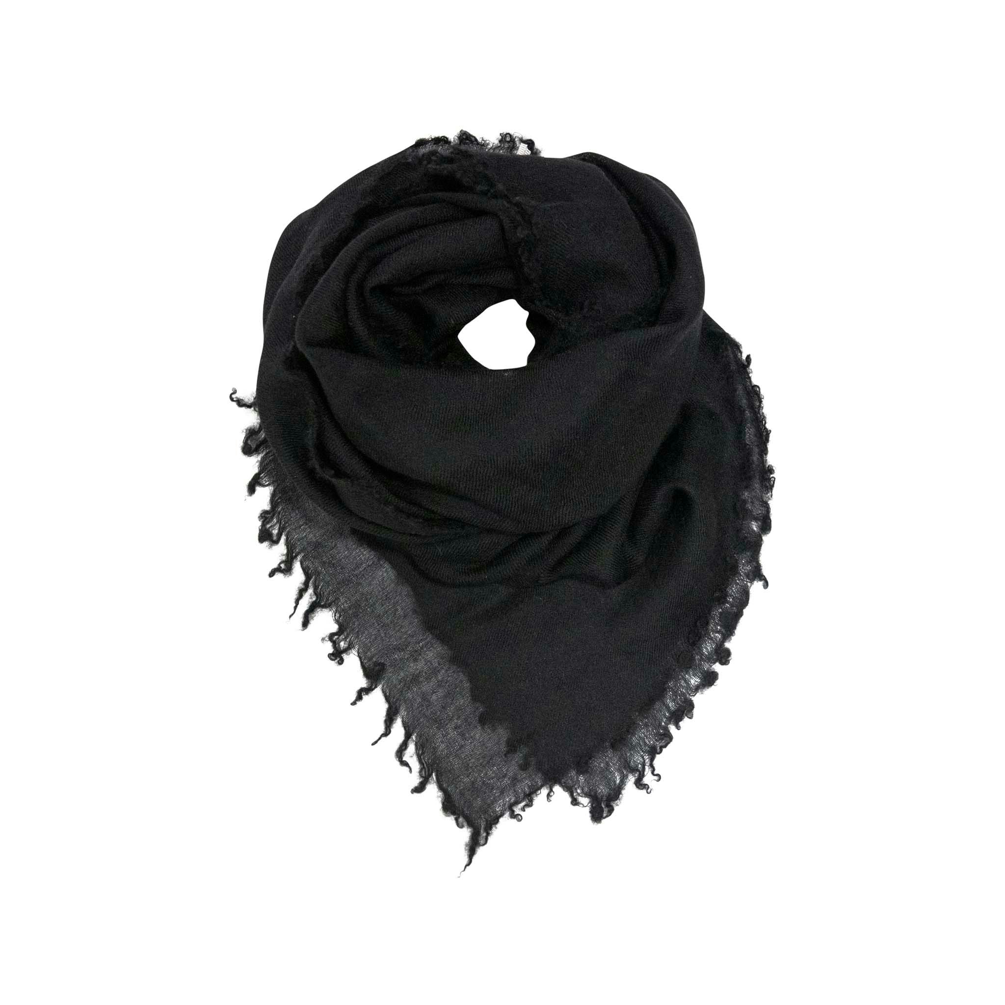 House Of Dalziel Black Cashmere Feather Scarf