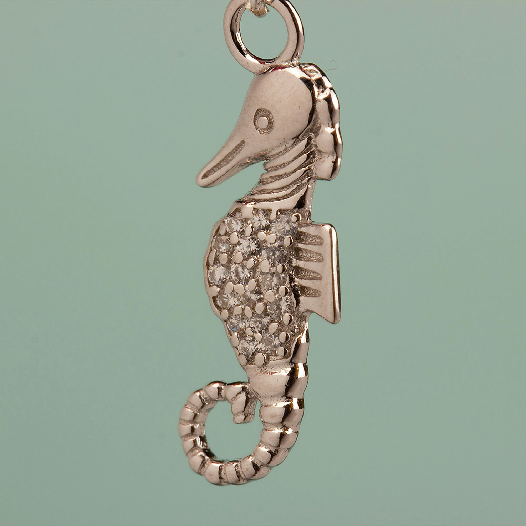 Mylee London Silver Crystal Seahorse Necklace - Sterling - Yes