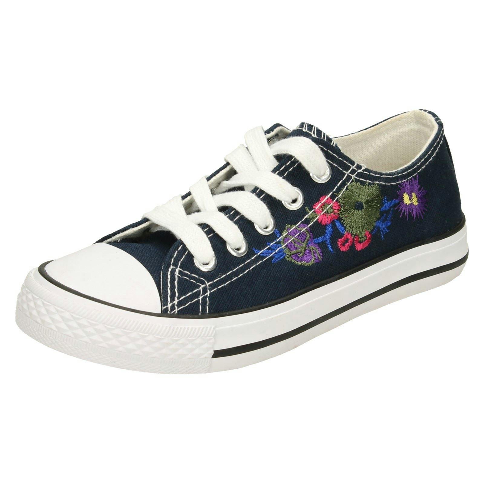 Spot On Girls Lace Up Pumps - Navy - Uk 11 Child