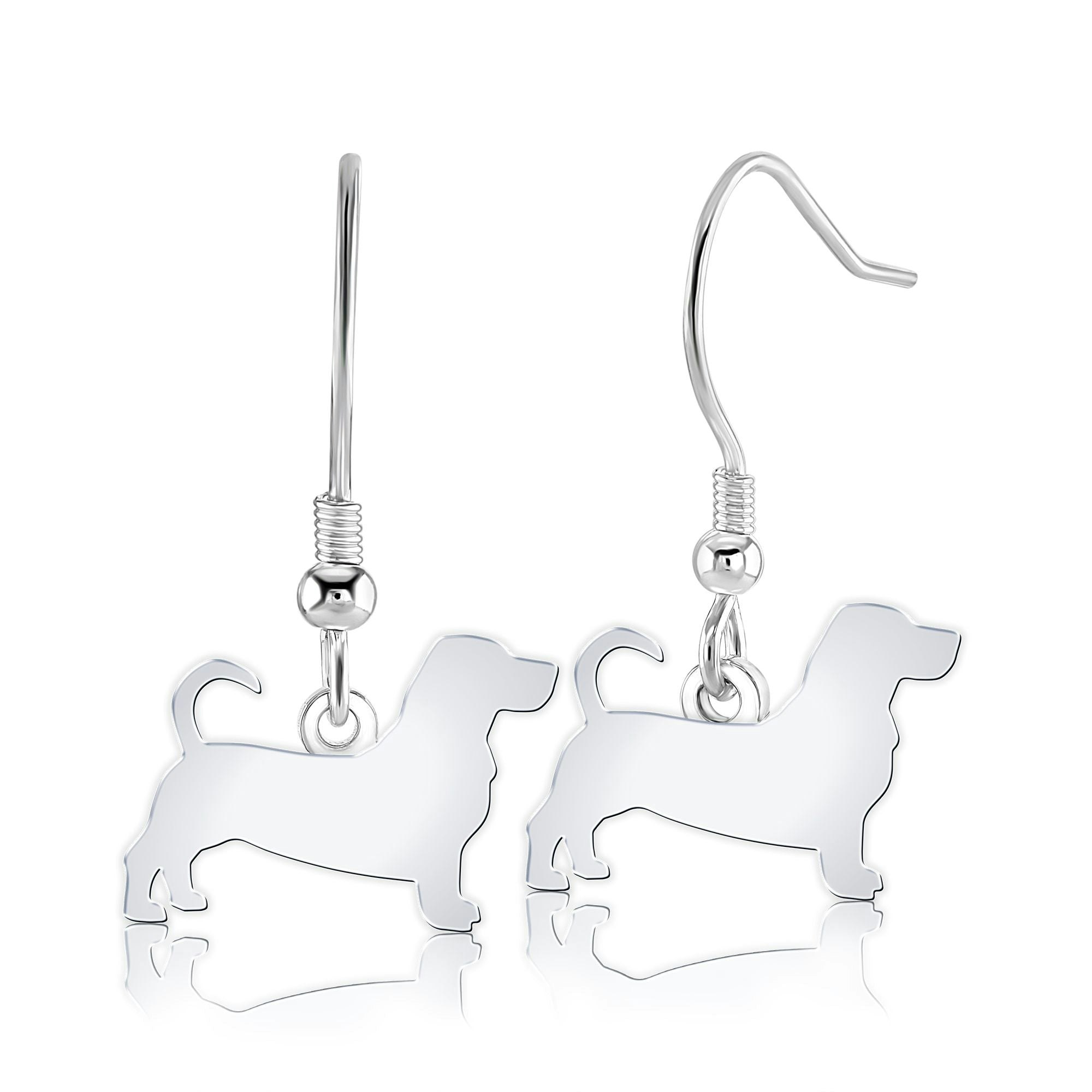 Mylee London Silver Basset Hound Silhouette Earrings - No - Hook