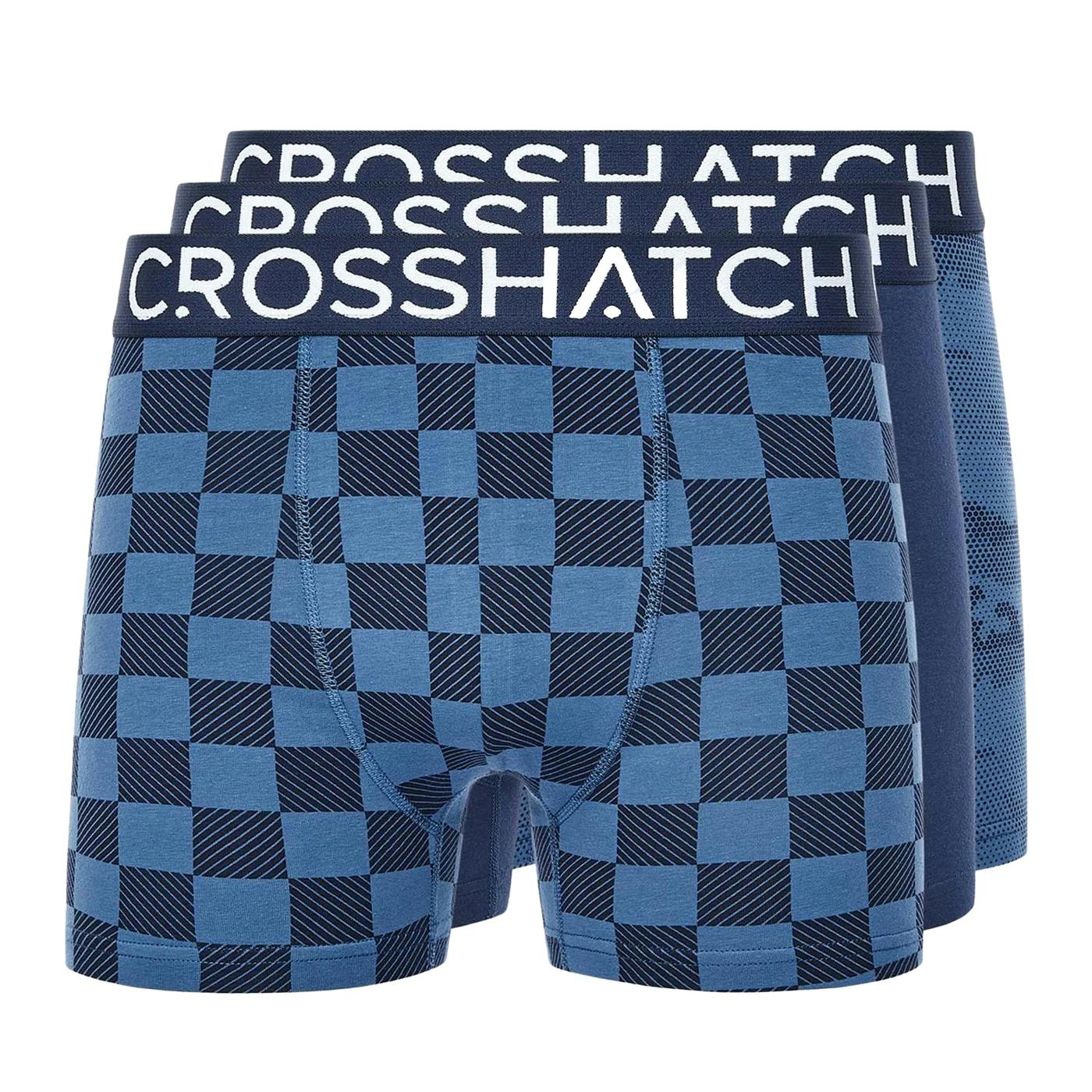 Crosshatch Men's Bresler Boxer Shorts (Pack Of 3) - Navy - M - Navy - 95% Cotton/5% Elastane