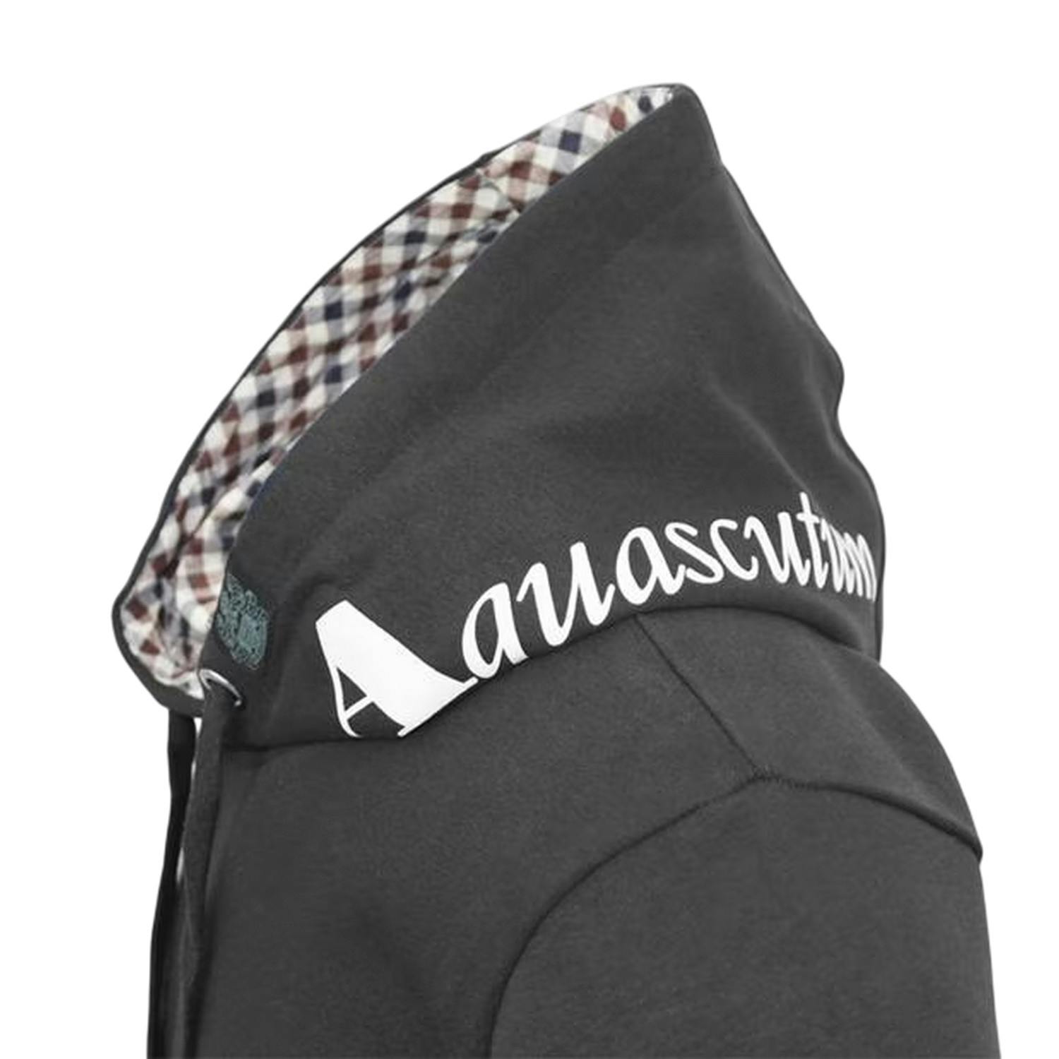 Aquascutum Men's Black London Embroidered Logo Hooded Sweatshirt - L - 100% Cotton