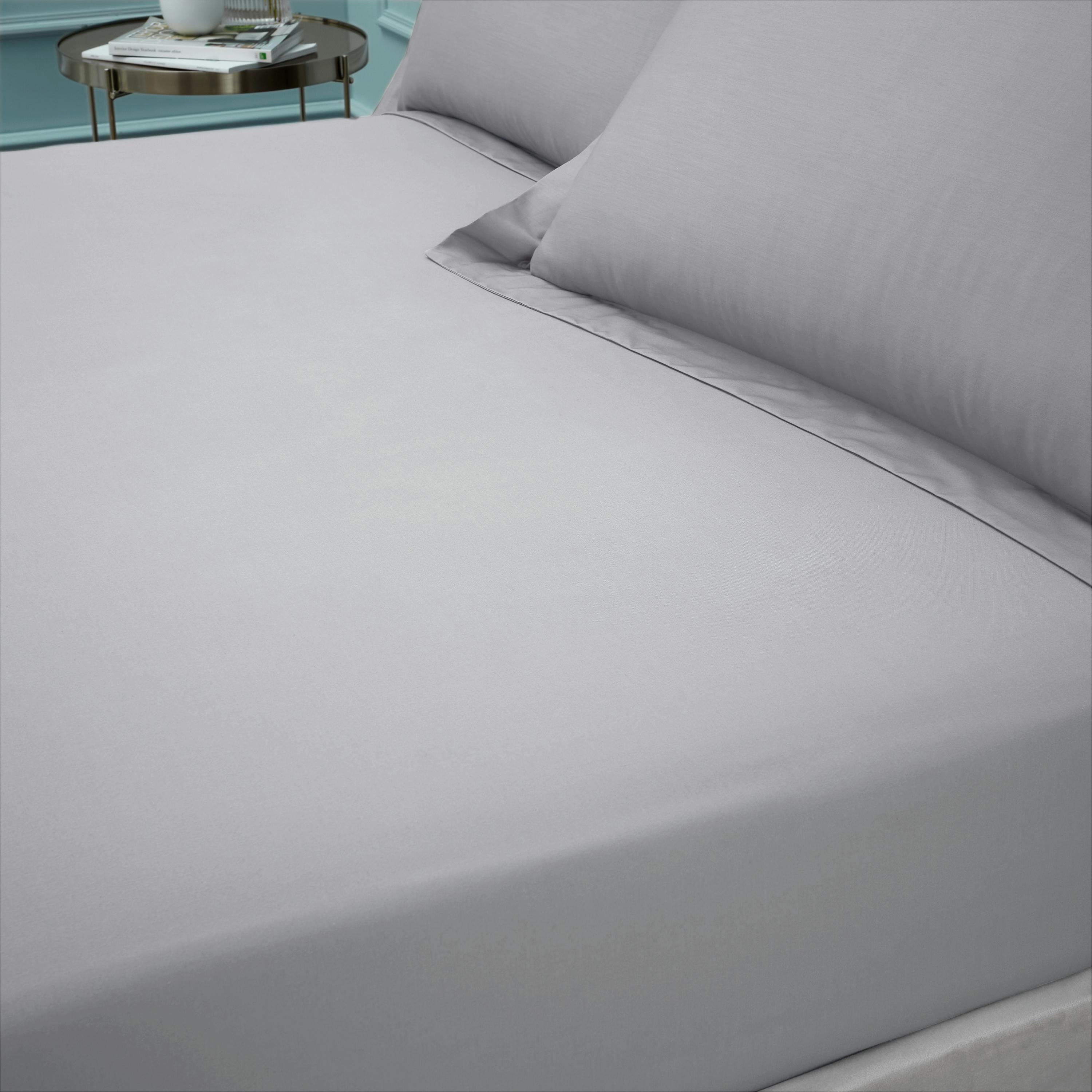Bianca 180 Thread Count Egyptian Cotton Double Fitted Sheet Silver Grey - Image 3