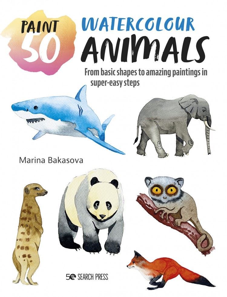 Paint 50: Watercolour Animals by Marina Bakasova (Paperback Book) - Image 9