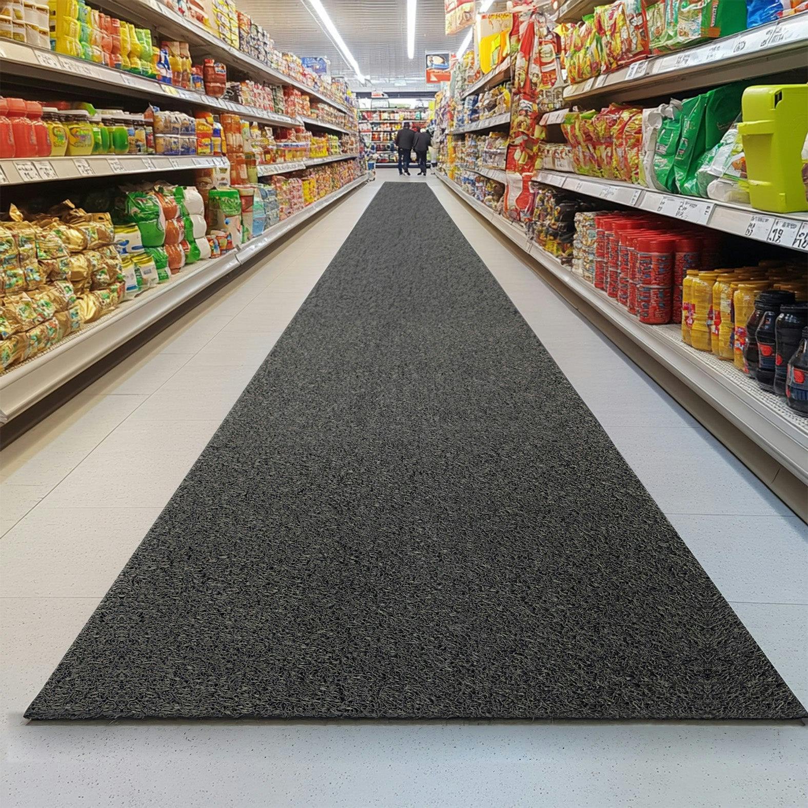 Nicoman Black Pvc Loofah Anti-Slip Spaghetti Coil Mat Roll - (12M)