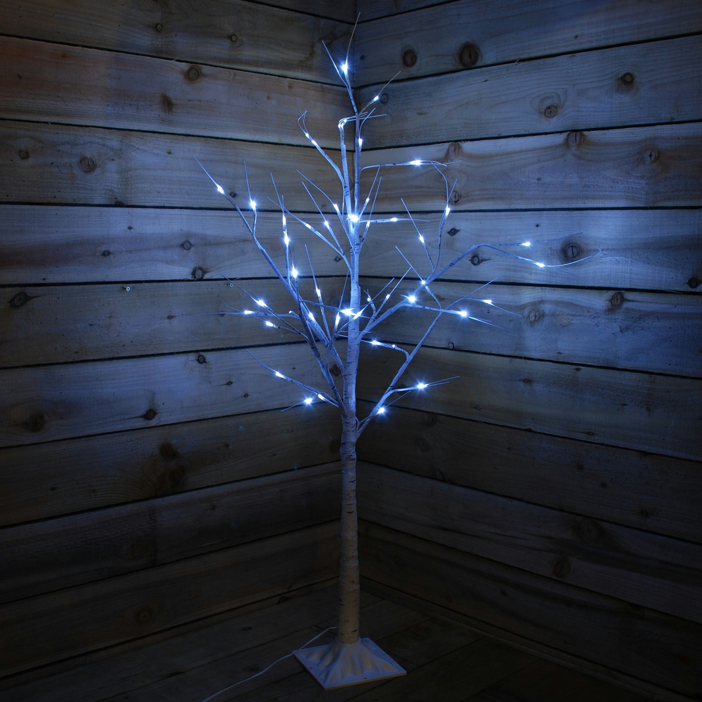 Samuel Alexander White 2.4M (8Ft) Indoor Outdoor Christmas Lit Birch Tree With 136 Ice Leds