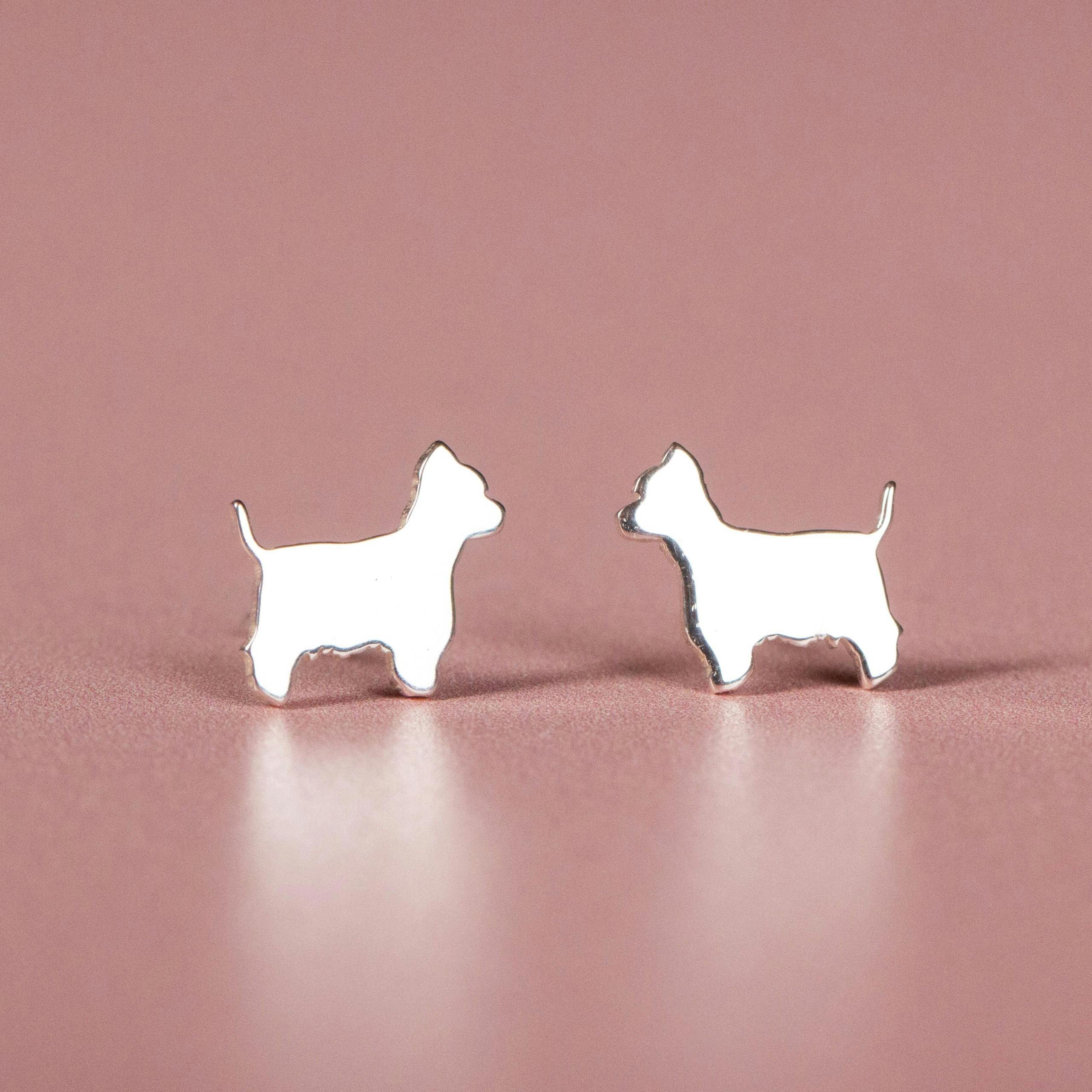 Mylee London Silver Westie Stud Earrings - Yes