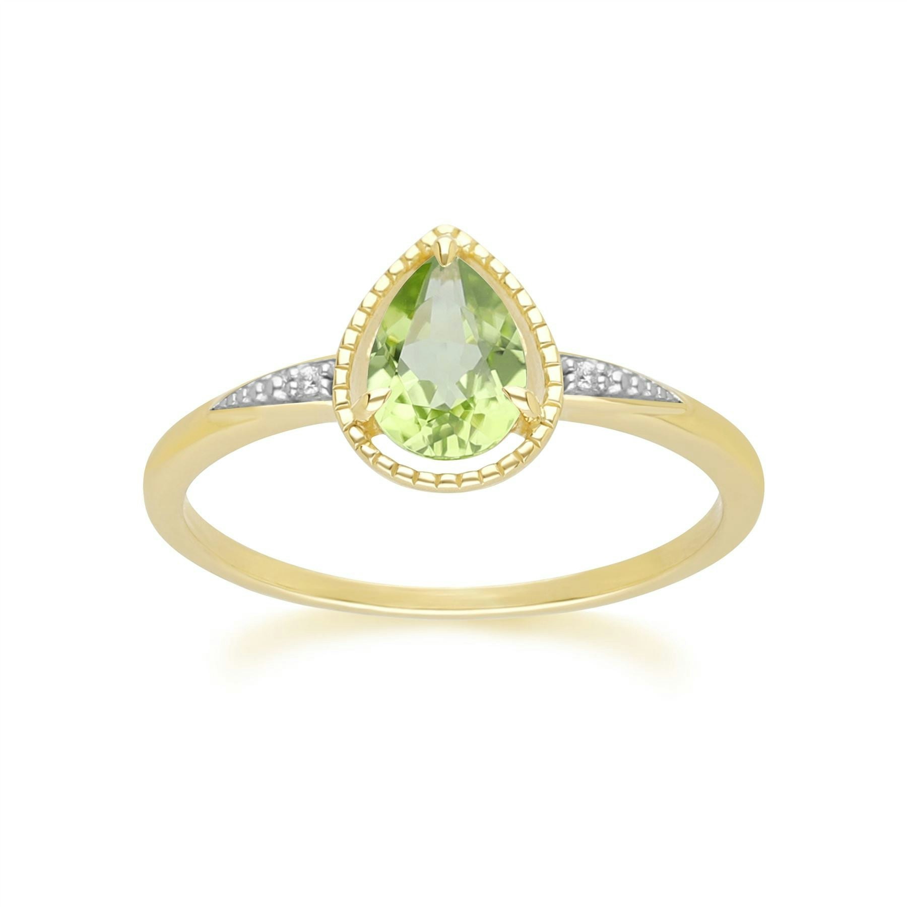 Gemondo Yellow/Gold Classic Pear Peridot & Diamond Ring In 9Ct - O