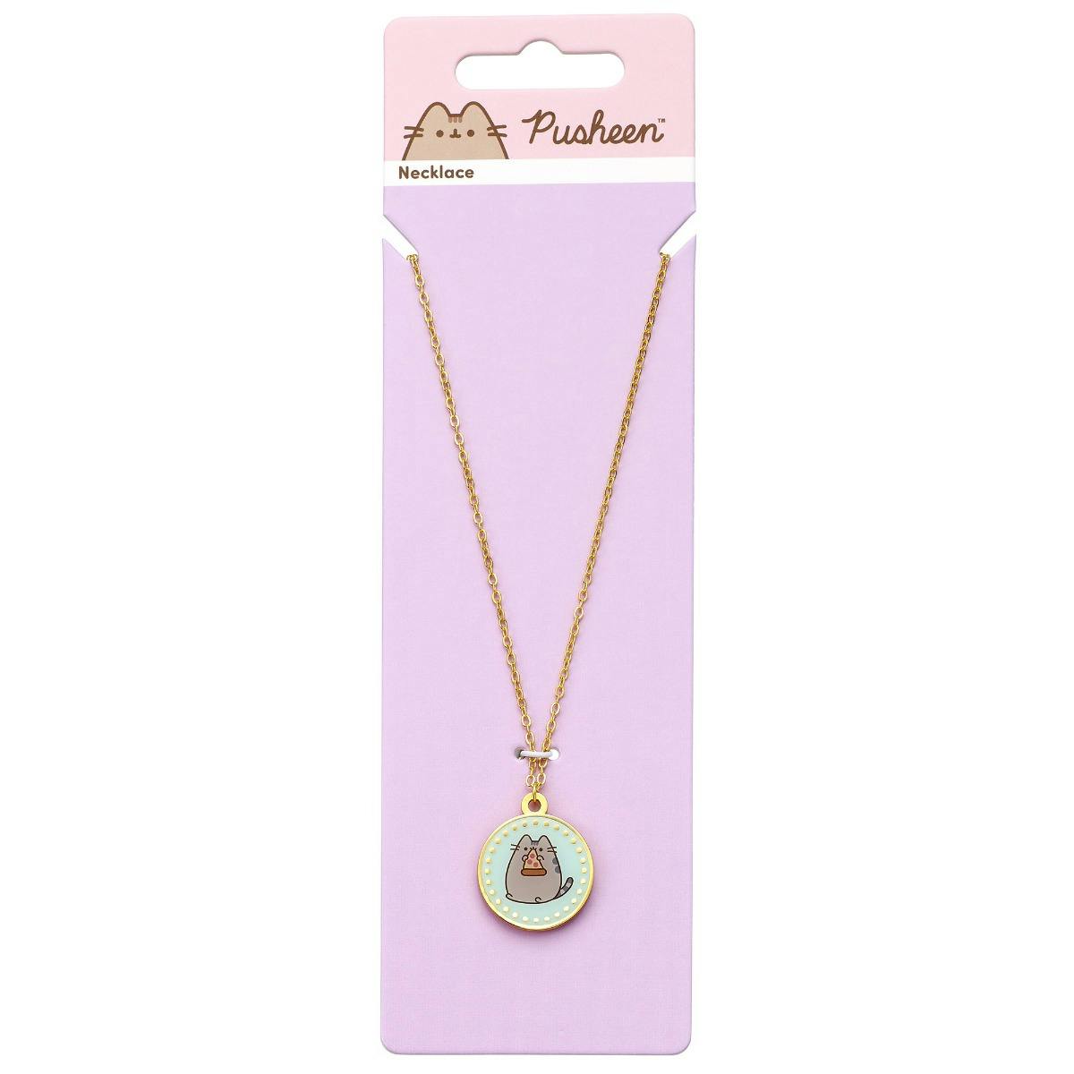 The Carat Shop Blue/Gold Pusheen The Cat Pizza Necklace