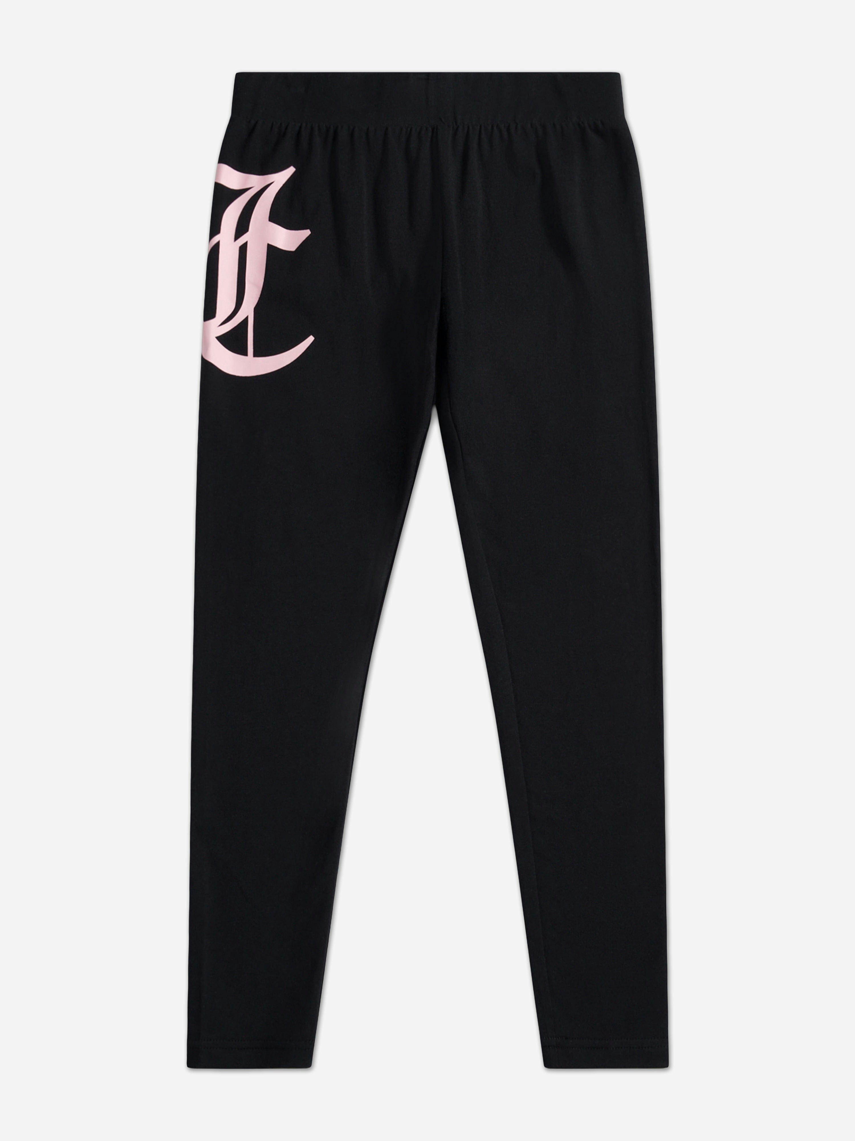 Juicy Couture Girls Black Large Logo Leggings In - 7 - 8 Yrs