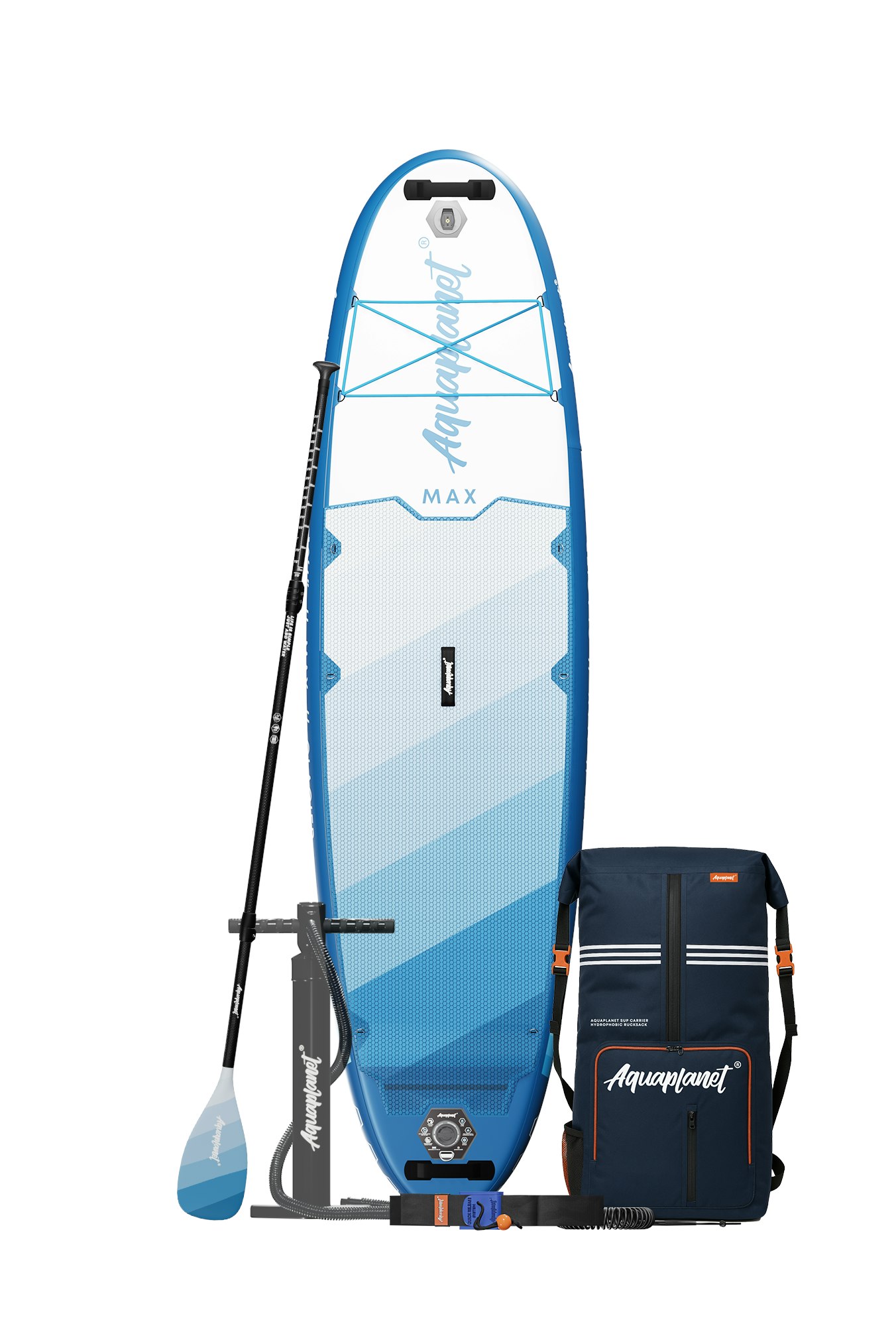 Aquaplanet Max 10’6″ Inflatable Paddle Board Package - Glacier