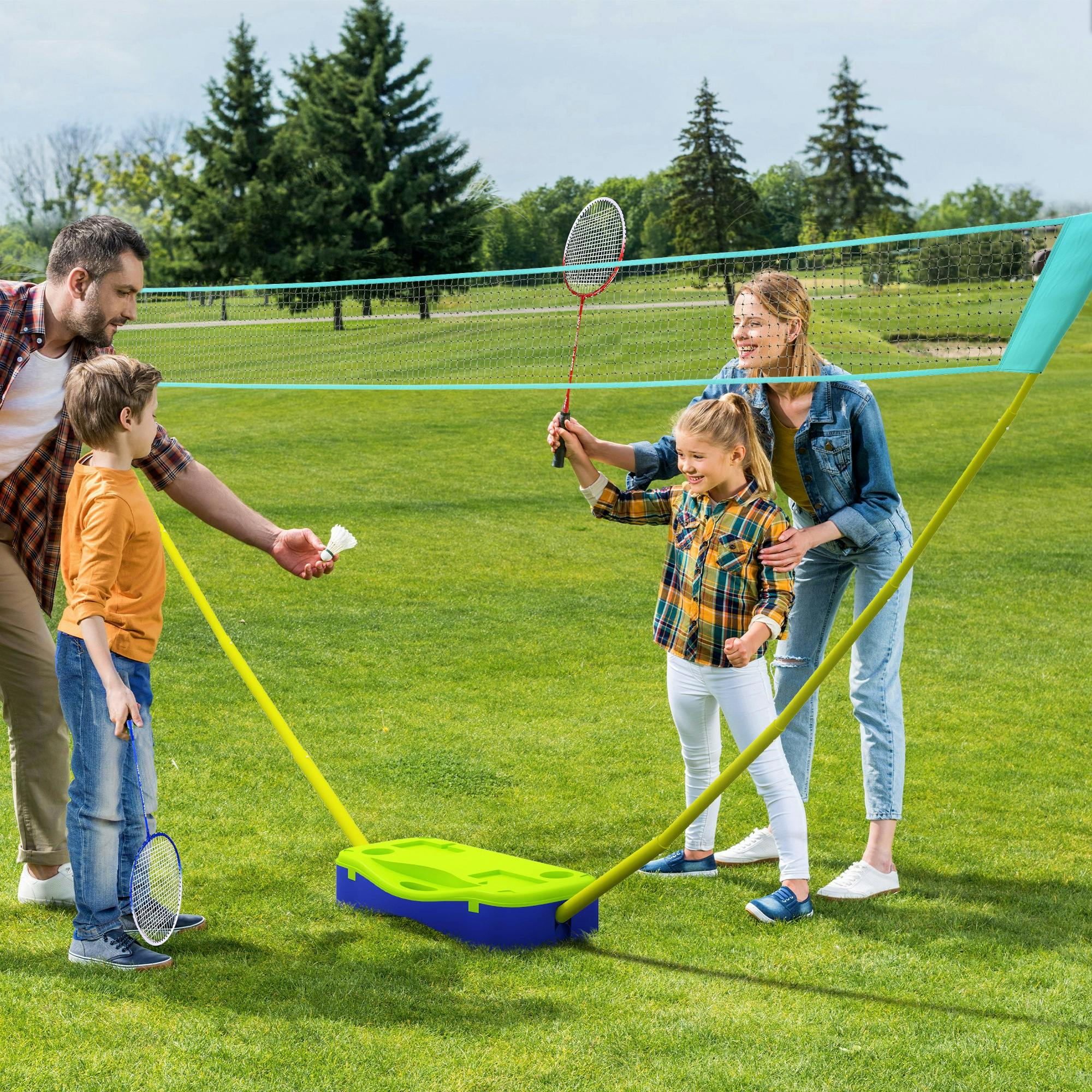 Sportnow Portable Badminton Net Set W/ Volleyball Net, Rackets, Shuttlecocks