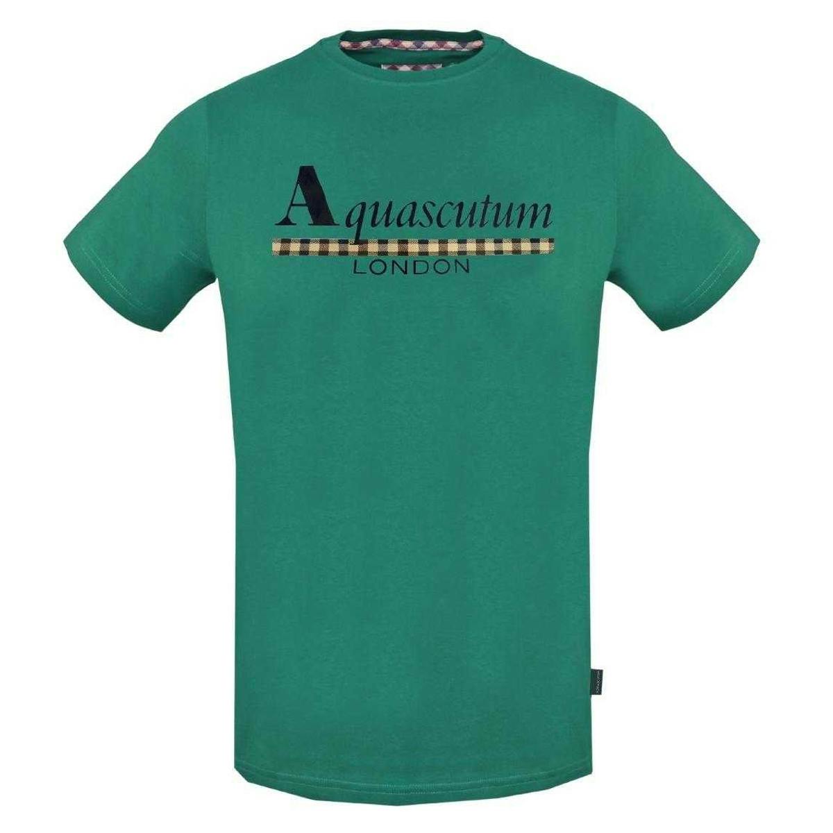 Aquascutum Men's Green Strip Logo T-Shirt - S - 95% Cotton/5% Elastane