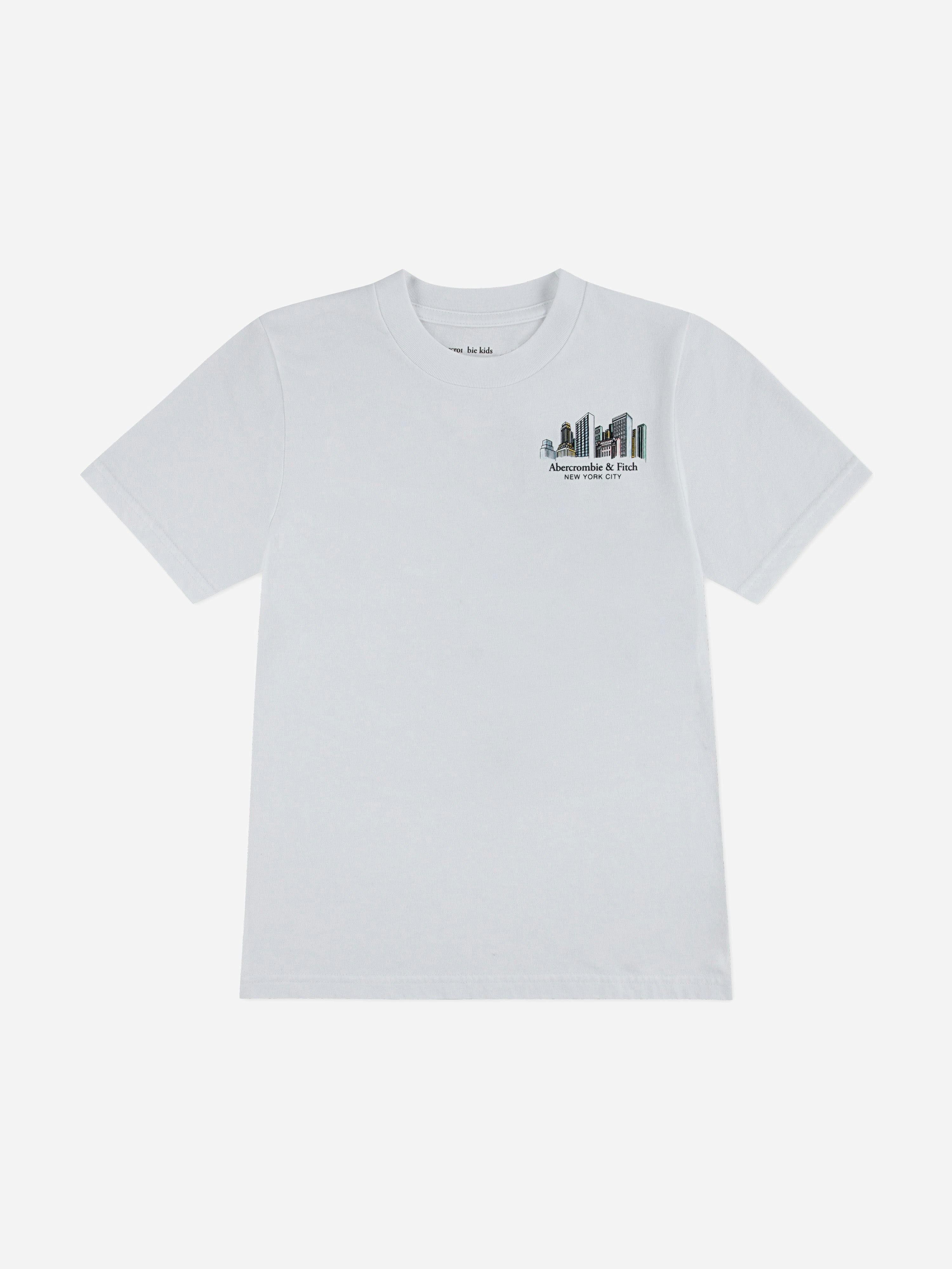 Abercrombie & Fitch Boys White Nyc Sketch T-Shirt In - 9 - 10 Yrs