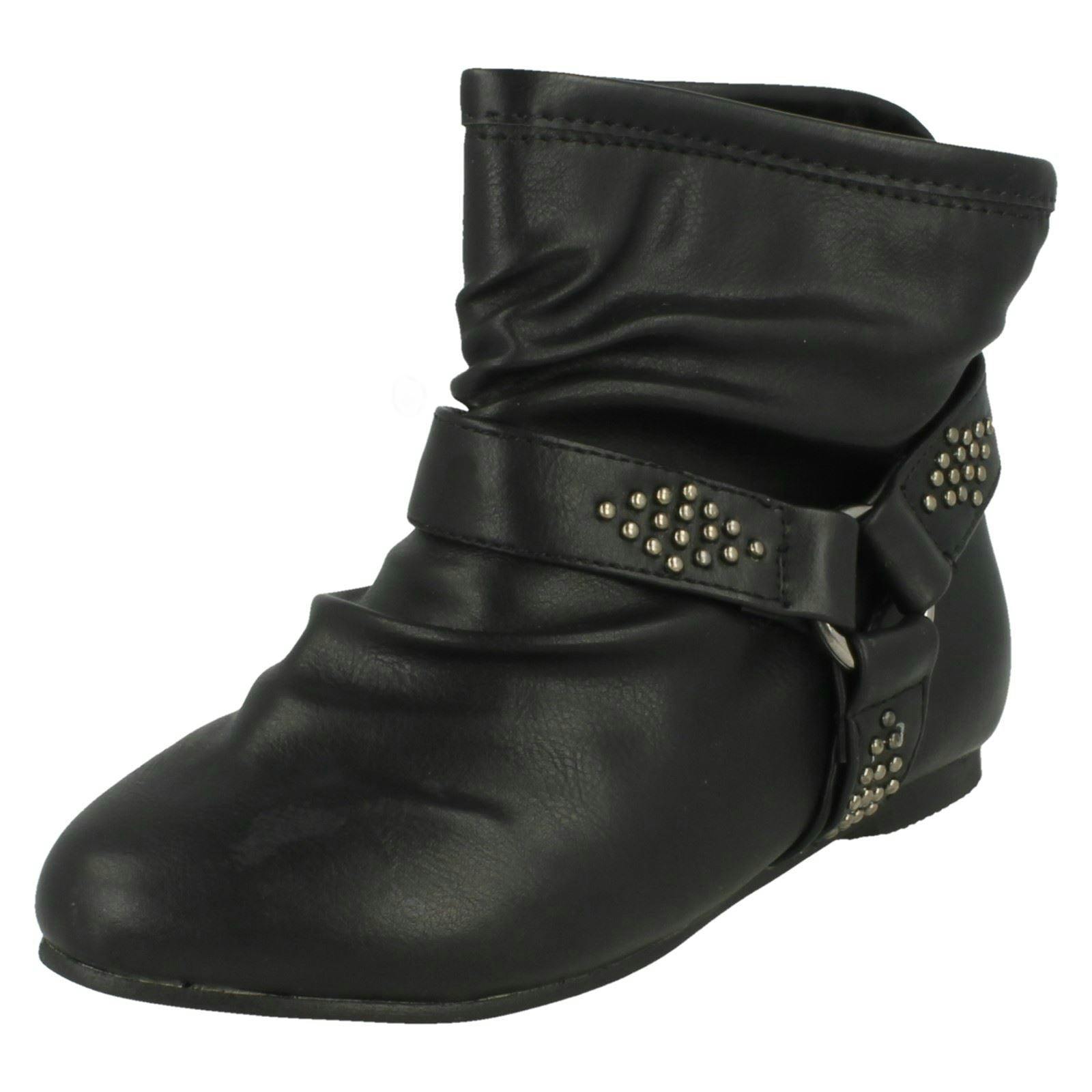 Spot On Girls Black Flat Ankle Boot H4085 - Uk 13 Child