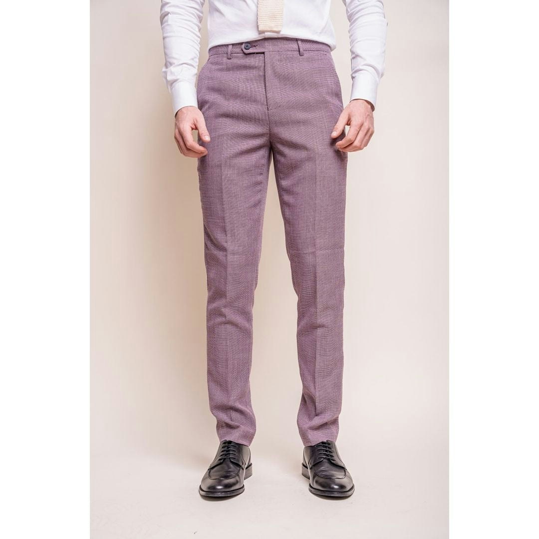 House Of Cavani Men's Pink Miami - Crosshatch Summer Trousers - 36W 32L