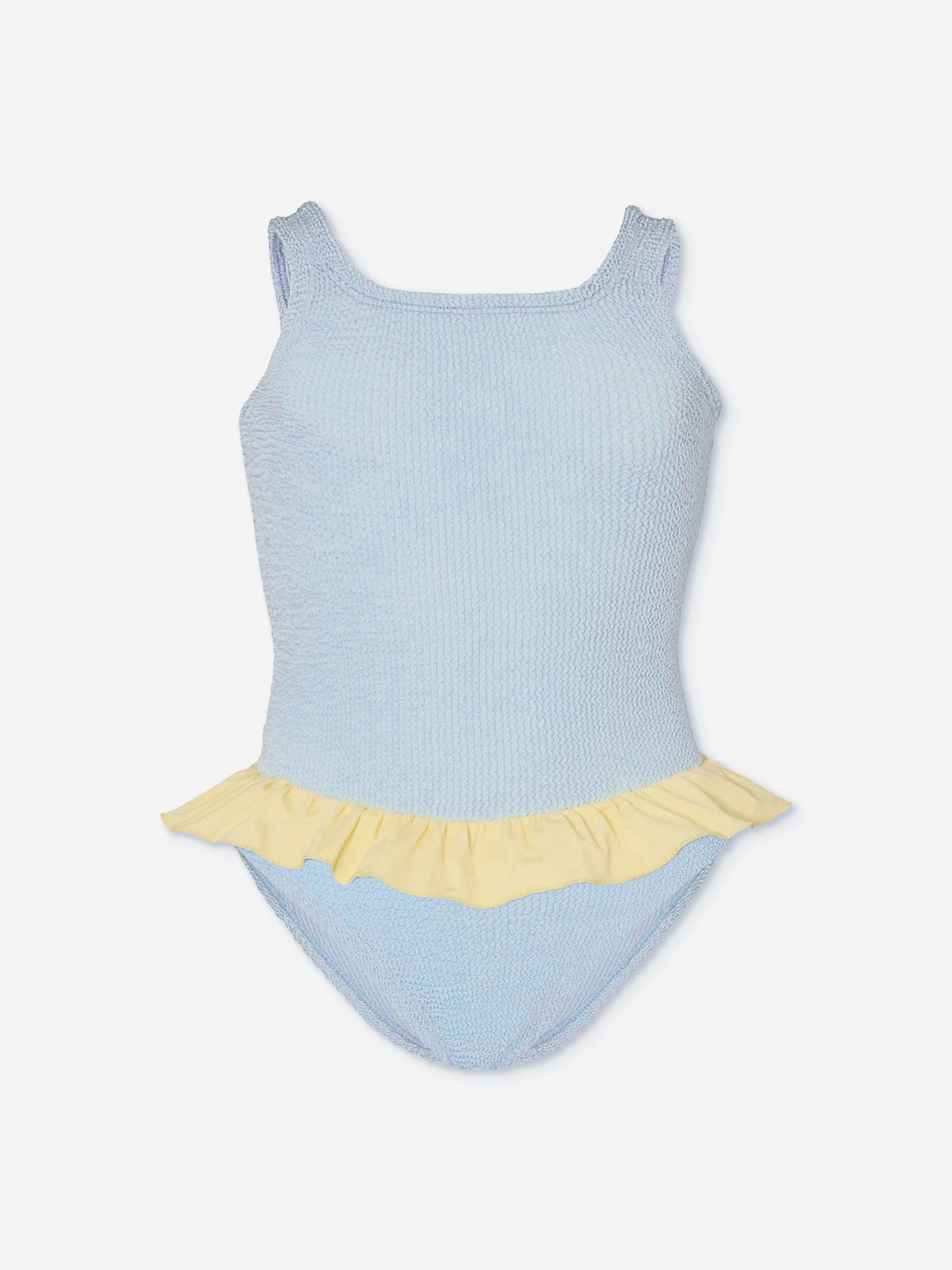 Hunza G Girls Blue Denise Swimsuit In - 7 - 12 Yrs
