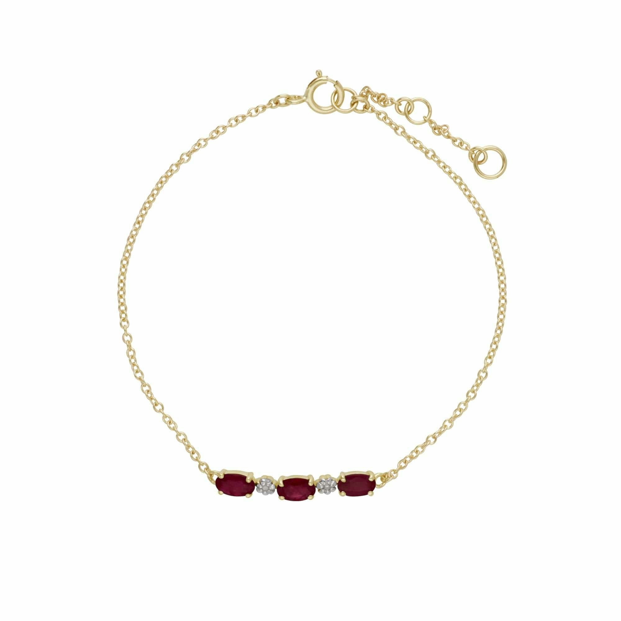 Gemondo Yellow/Gold Classic Style Oval Ruby & Diamond Bracelet In 9Ct