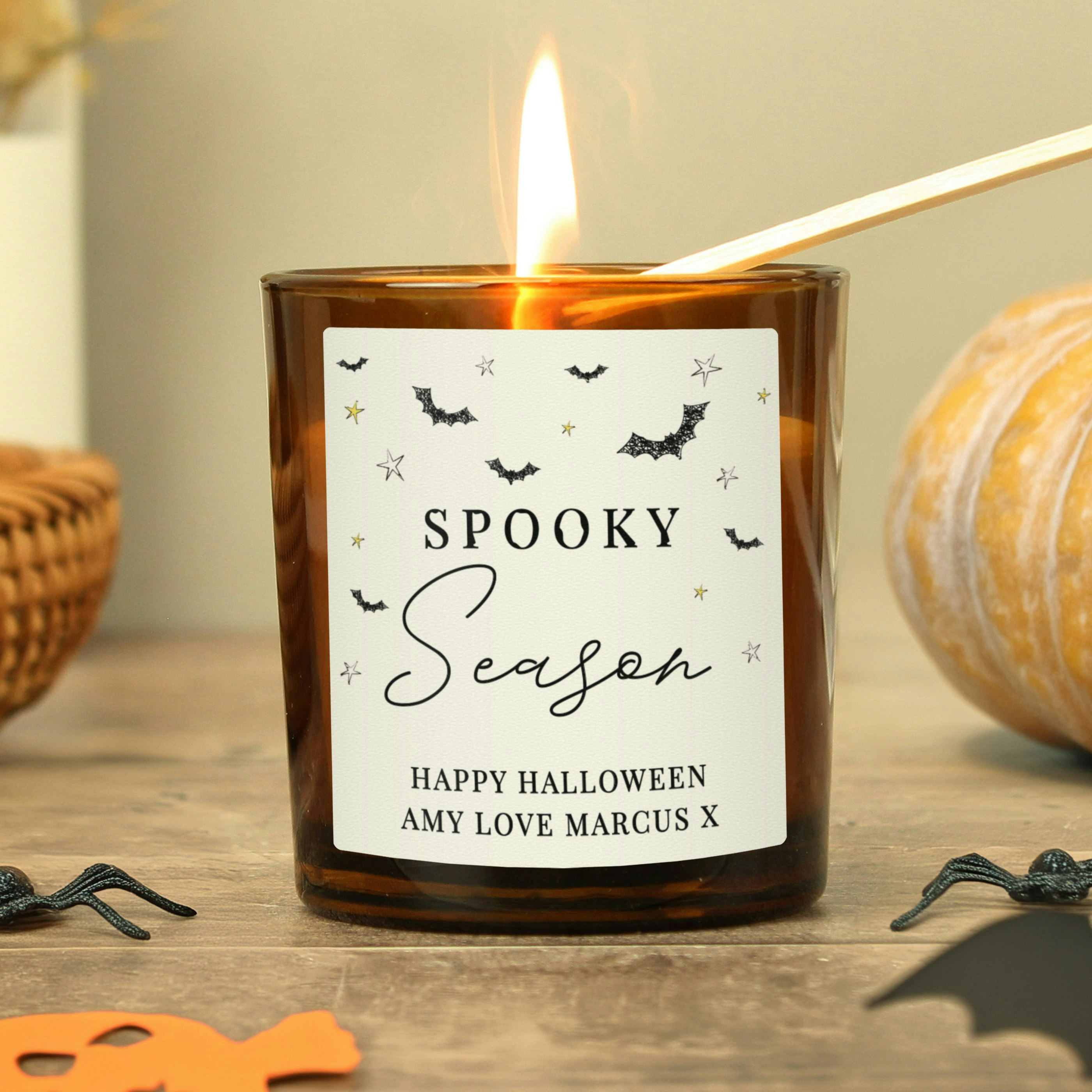 Rackhams Amber Personalised Spooky Glass Candle
