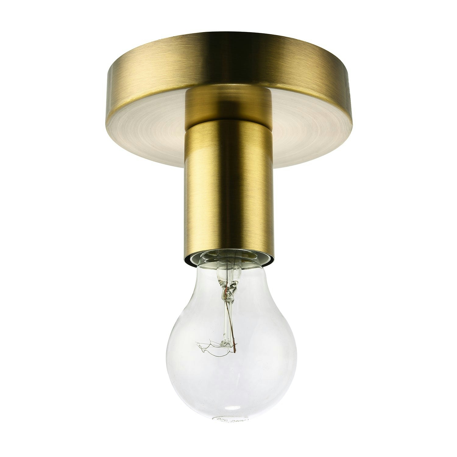 Happy Homewares Light Antique Brass Ceiling Or Wall Fitting For Industrial Style Bulbs 8Cm