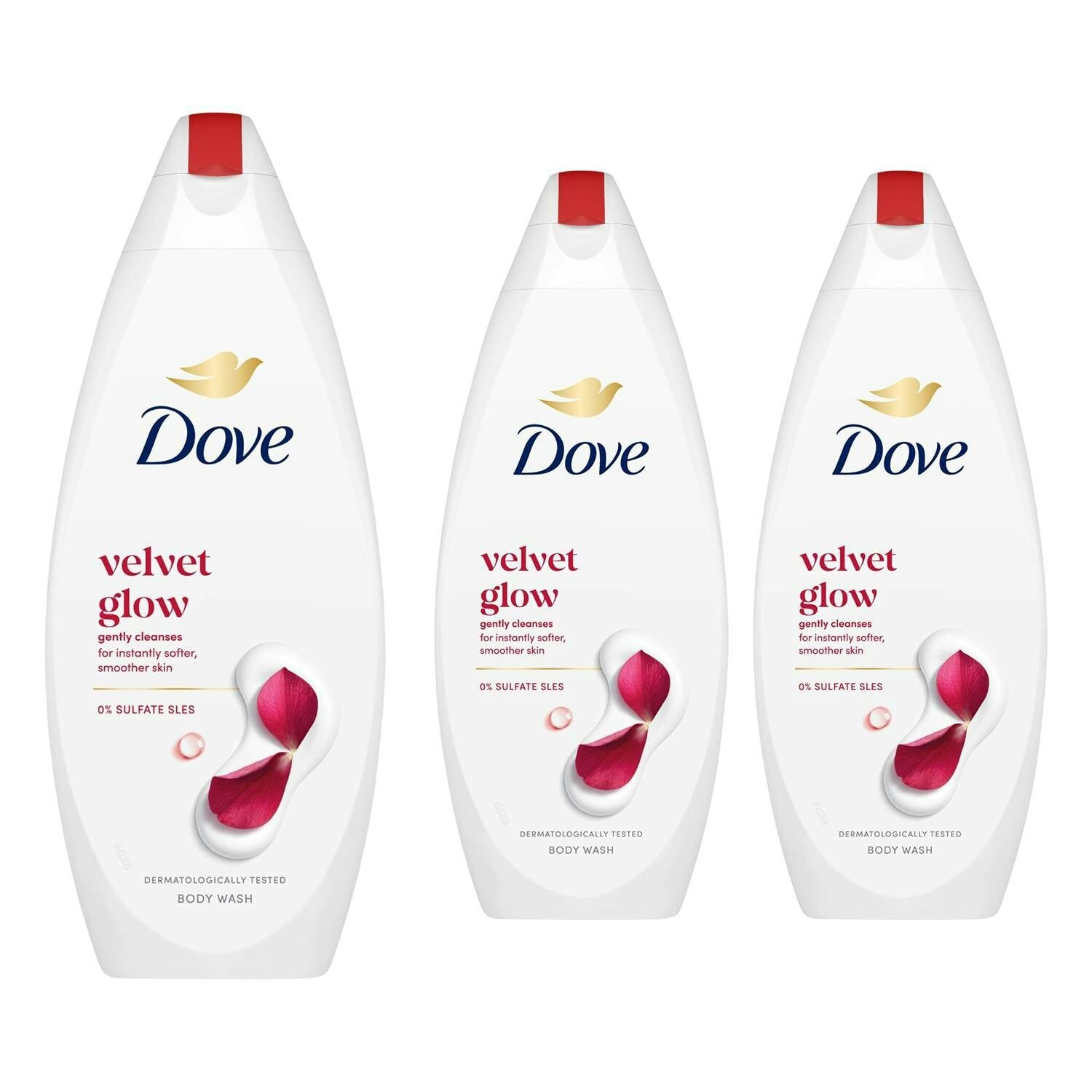 Dove Velvet Glow Body Wash 3 Pack, 0% Sulfate Sles Shower Gel, 225Ml - Image 2