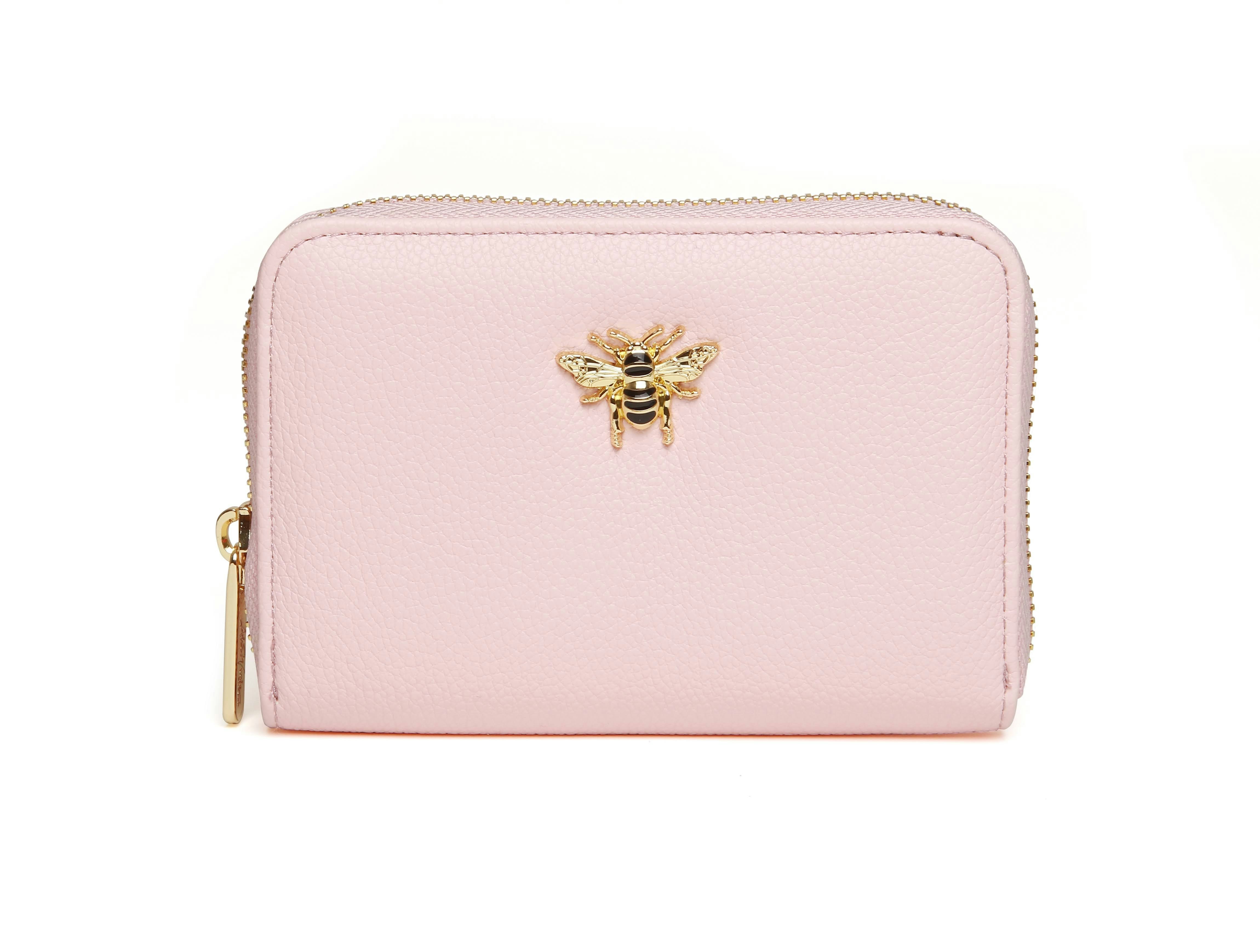 Alice Wheeler Gold/Pink Bee Bromley Vegan Leather Medium Concertina Purse - Pastel
