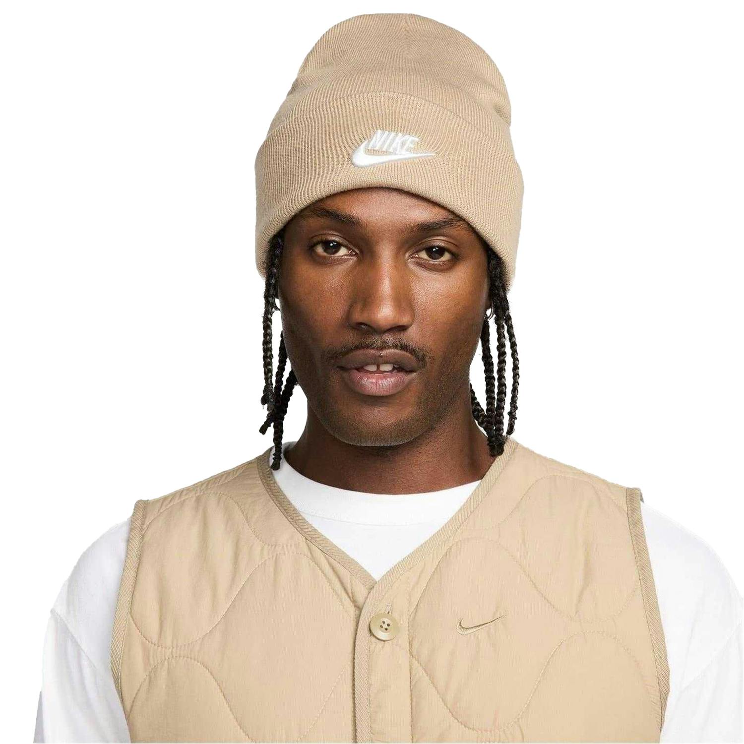 Nike Unisex White Adult Futura Wordmark Beanie - Khaki/ - One Size - Khaki