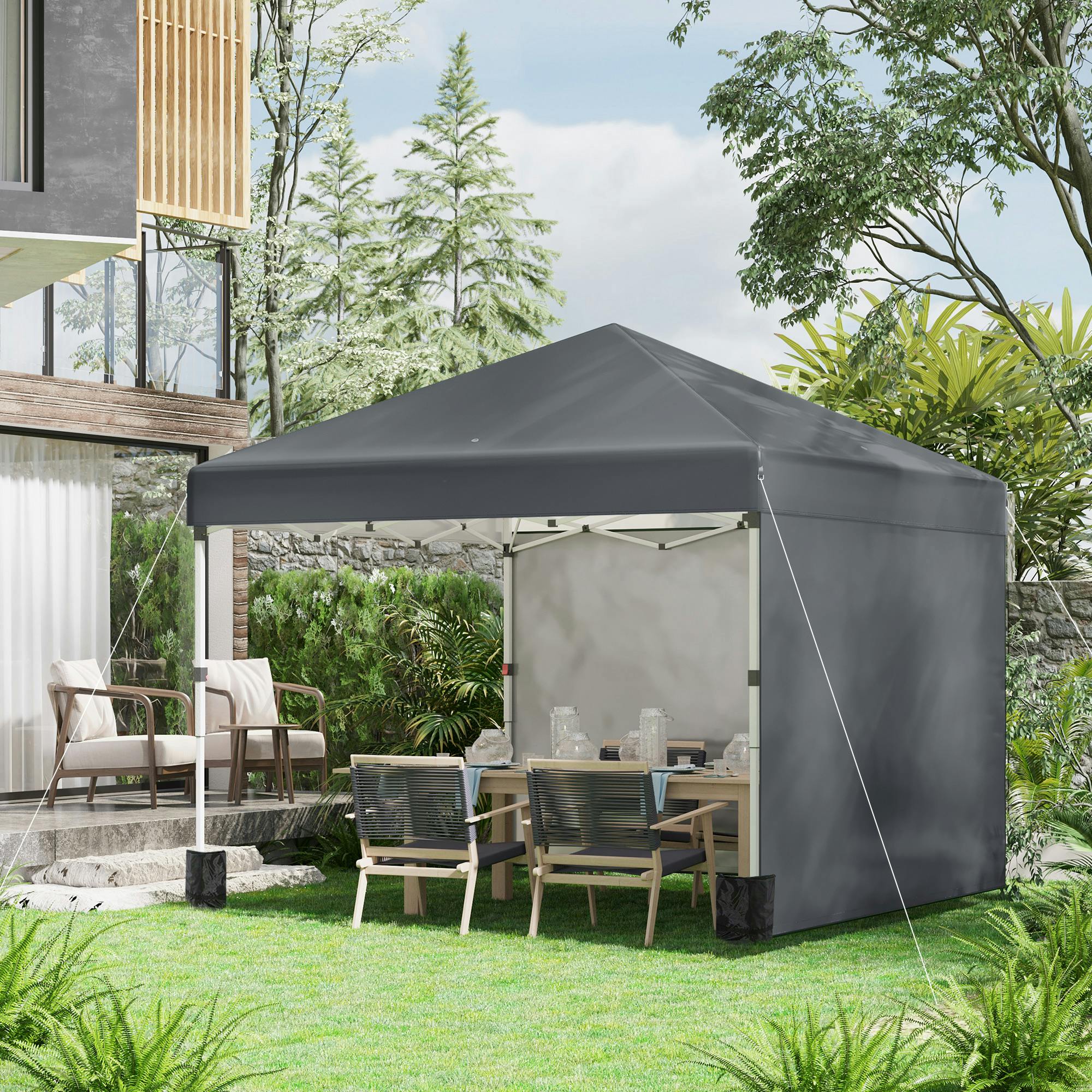 Outsunny Unisex Dark Grey 3X3 (M) Pop Up Gazebo Party Tent W/ Sidewalls, Weight Bags In Size 2 - Image 7