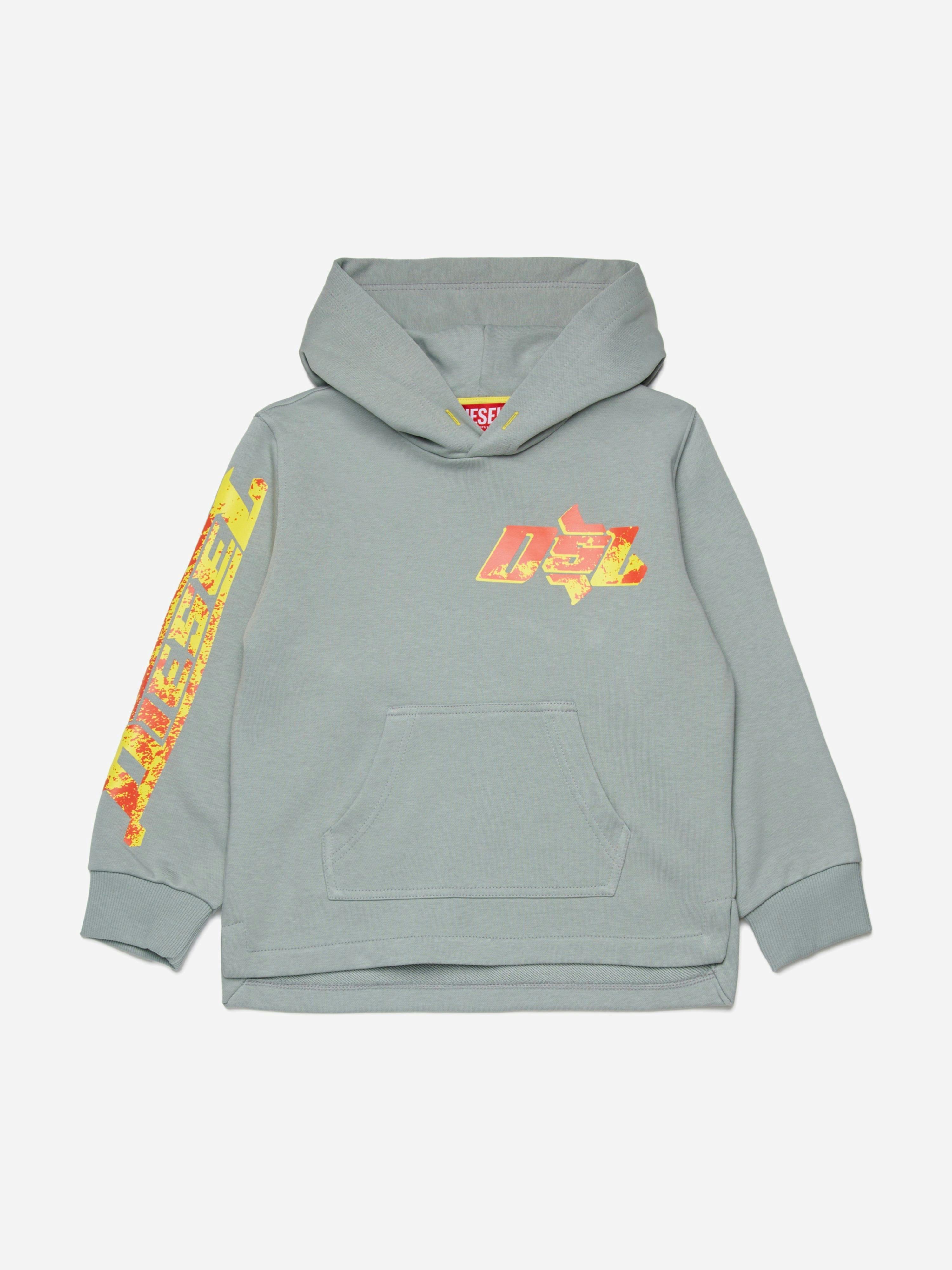 Diesel Boys Grey Logo Print Hoodie In - 12 Yrs