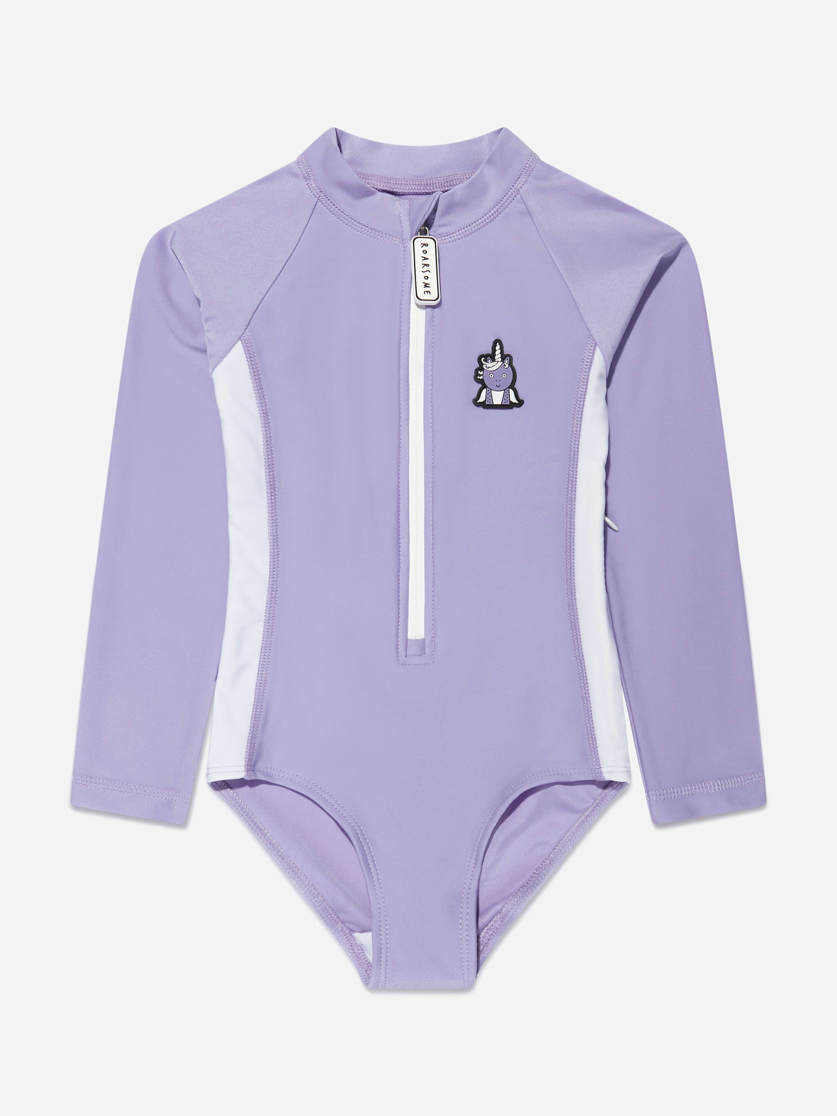 Roarsome Girls Purple Sparkle Unicorn Swimsuit In - 3 - 4 Yrs